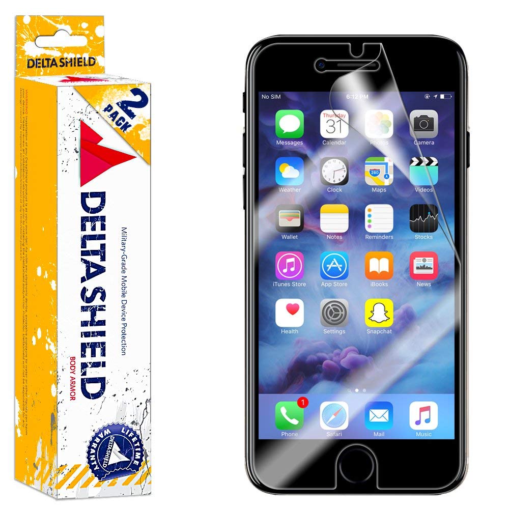 DeltaShieldiPhone 7 Screen Protector (iPhone 6s,iPhone 6 4.7") [2-Pack], DeltaShield BodyArmor Full Coverage Screen Protector for iPhone 7 Military-Grade Clear HD Anti-Bubble Film