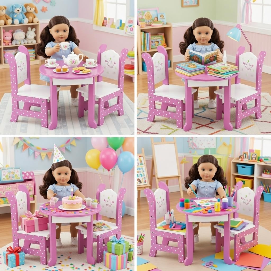Amazon.com: Emily Rose Wish Crown 18 Inch Doll Dining Set – Wooden