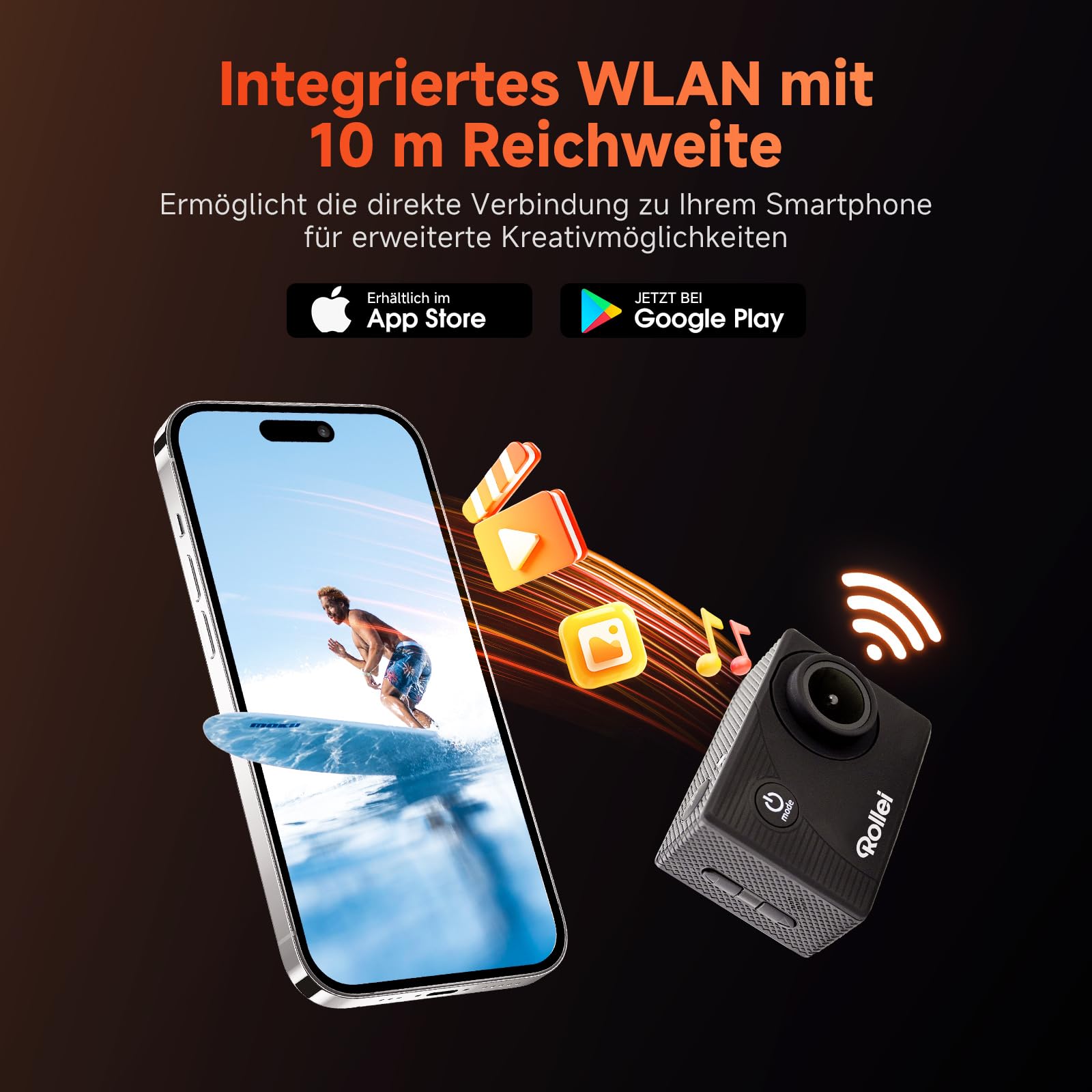Rollei Actioncam 372 - Action-Camcorder mit Full HD Video Auflösung 1080/30 fps, bis 30 m wasserfest - Schwarz