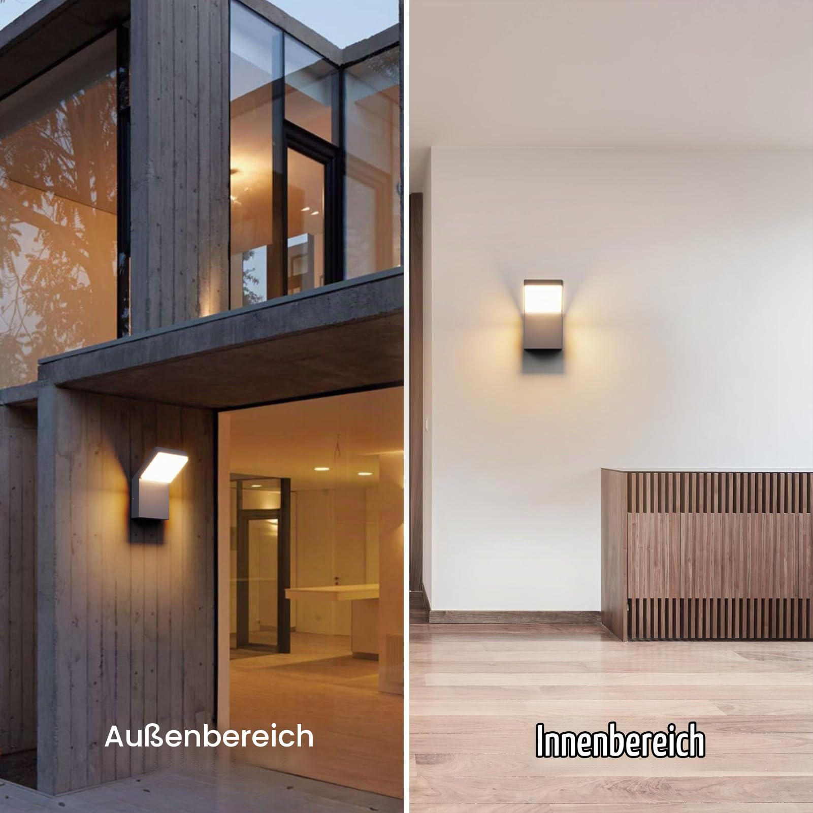 Klighten 24W Außenwandleuchte LED Aussenlampe, Anthrazit, Warmweiß 3000K