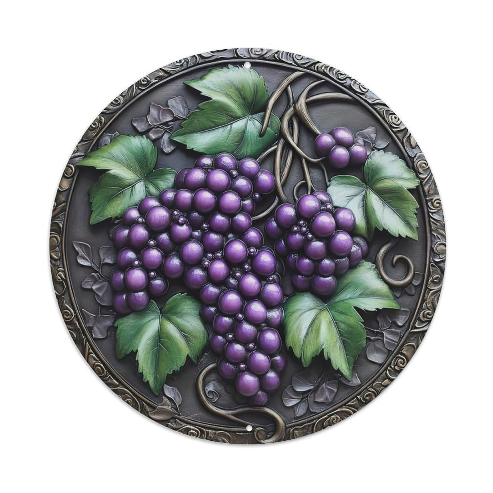 Grape Vine Leaves Metal Metal Tin Sign