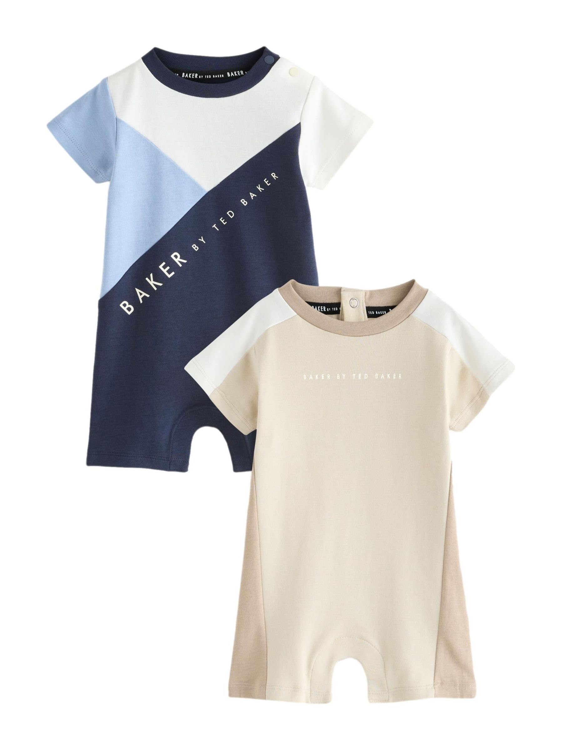 Noworodki chłopcy Zestaw 2 pajacyków w kolorowe panele Baker by Ted Baker
