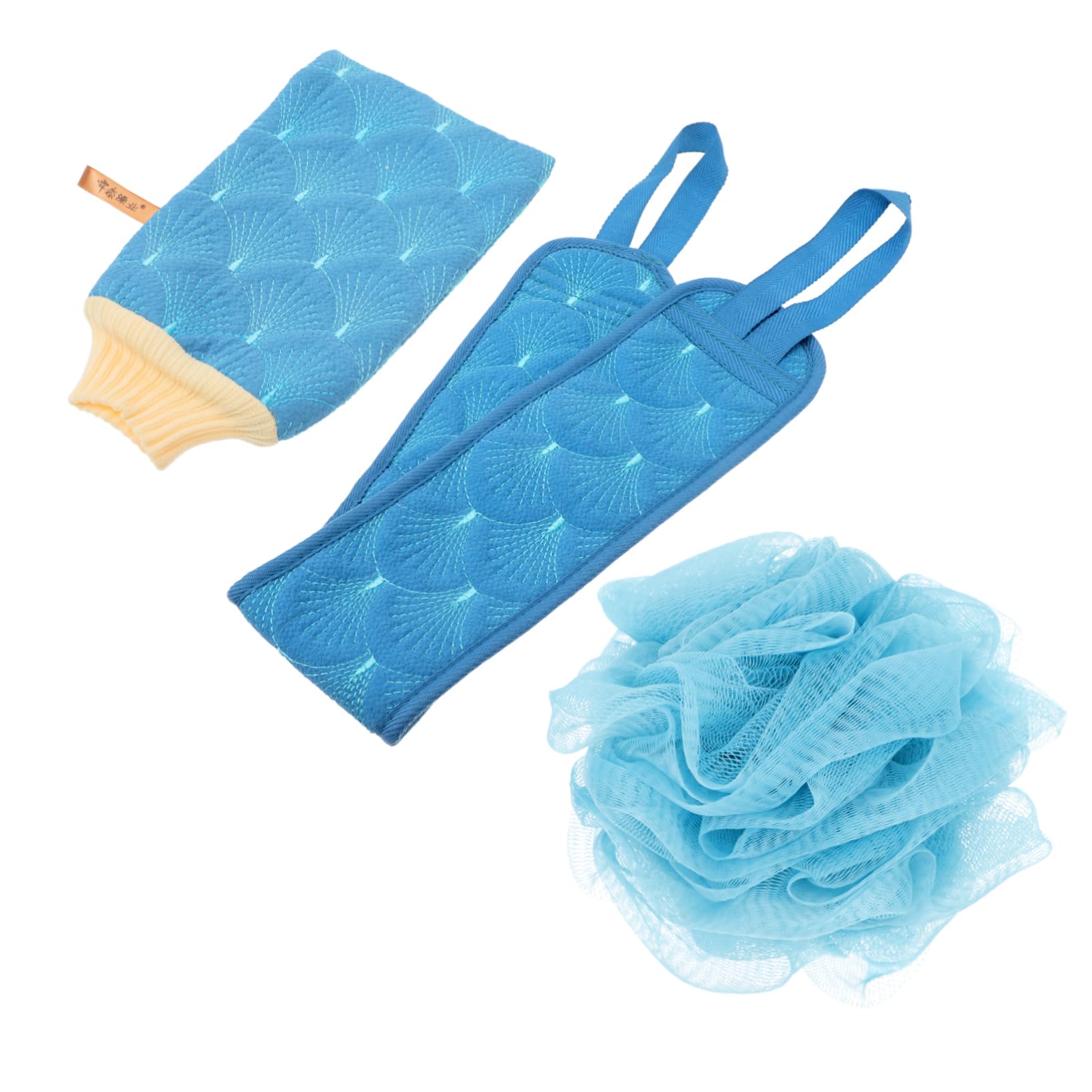 FOMIYES 1 Set Three Piece Bath Set Body Cleaner Scrubber Sponges for Bathing Loofah Back Scrubber Back Shower Glove Bathing Brush Back Scrub Brush Bath Loofah Polyester Thicken Bubble Net