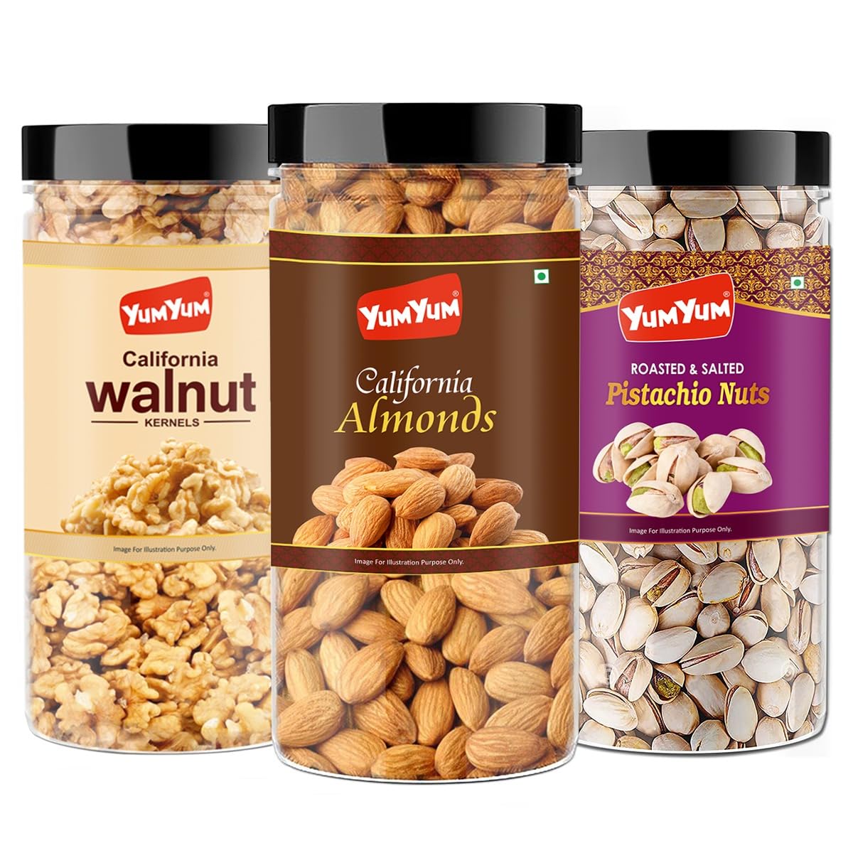 YUM YUM Premium Dry Fruits Combo Pack of 3 | California Almonds 500g, Roasted Salted Pistachios Nut 500g, Walnut Kernels 350g| Total 1350g | Healthy| Badam, Pista,Akhrot Giri Dry fruit Combo (B09D7CQ75F) Amazon Price History, Amazon Price Tracker
