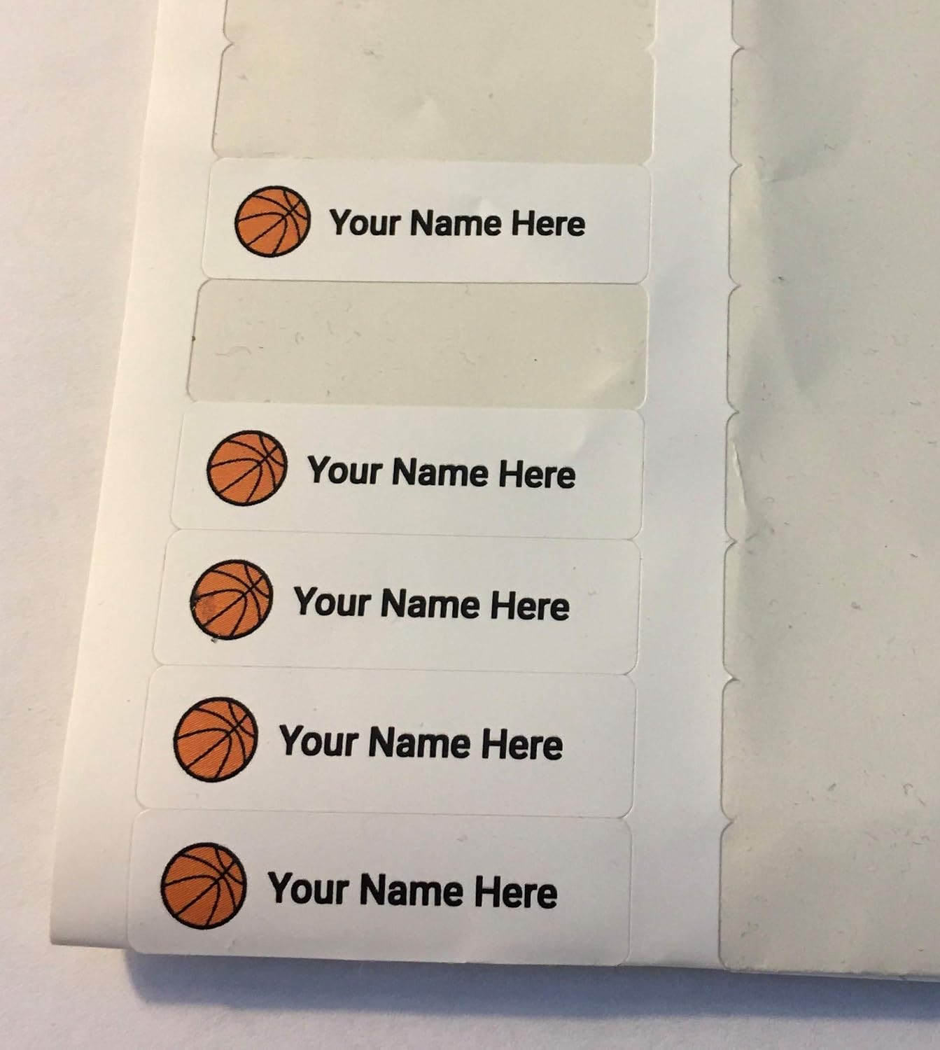 80pc Iron On Clothing Labels White with Basketball Color Graphic Personalized with Your Name Great for Camp School Day Care Nursing Homes