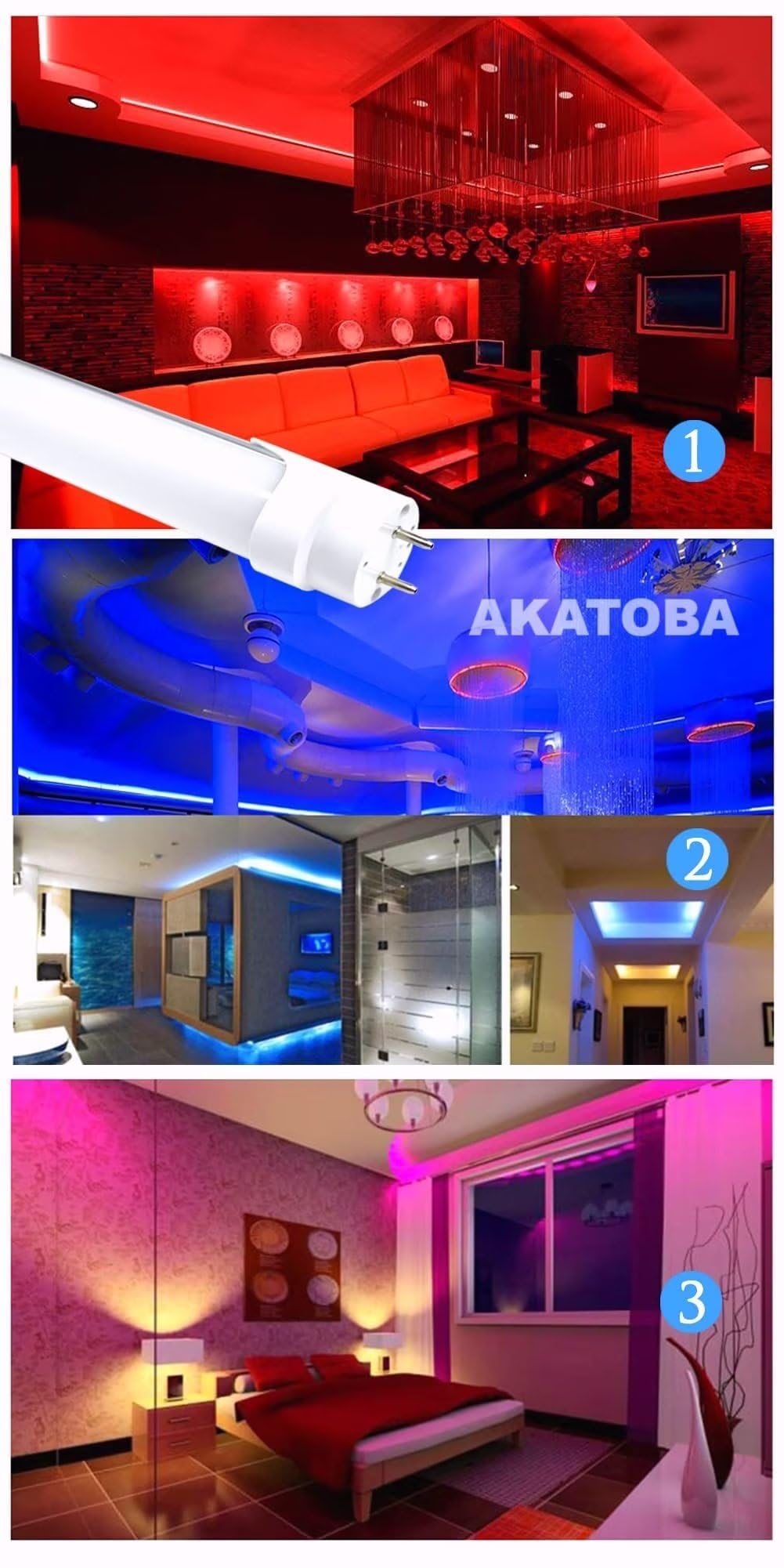 Amazon | 【8本セット】青 LED蛍光灯 直管20w形 580mm ブルー LED