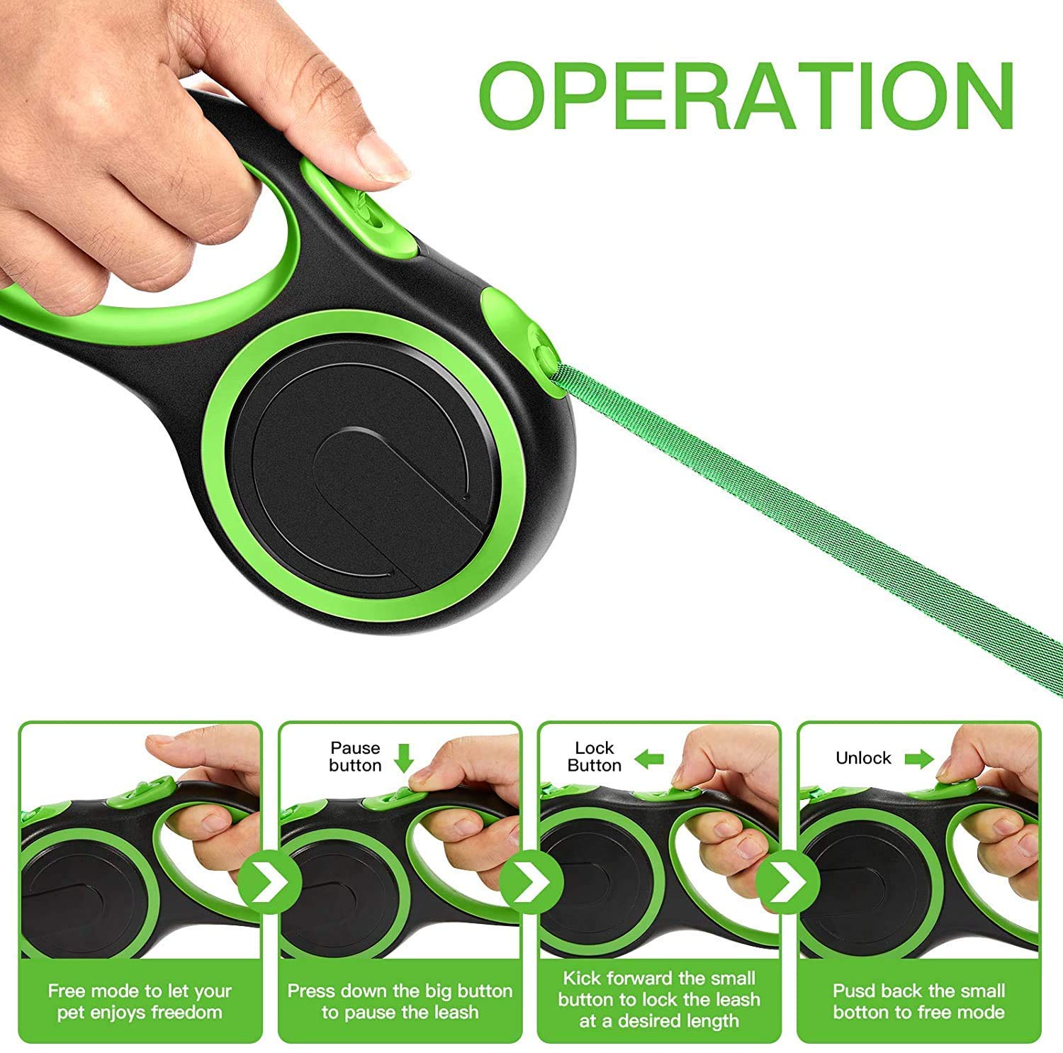 Pets Empire Retractable Dog Leash, Walking Jogging Training Leash with Polyester Tape for Small Dog Suit for 15Kg/33Lbs, with Hand Grip and One Button Brake 16 Feet (Medium, Blue) 2