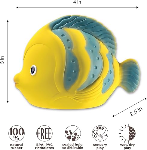 Miniatura 2 de CaaOcho Juguete de baño de goma natural pura - La The Butterfly Fish Baby Toy - Juguetes de baño sin agujeros, juguetes de baño sin BPA para bebés