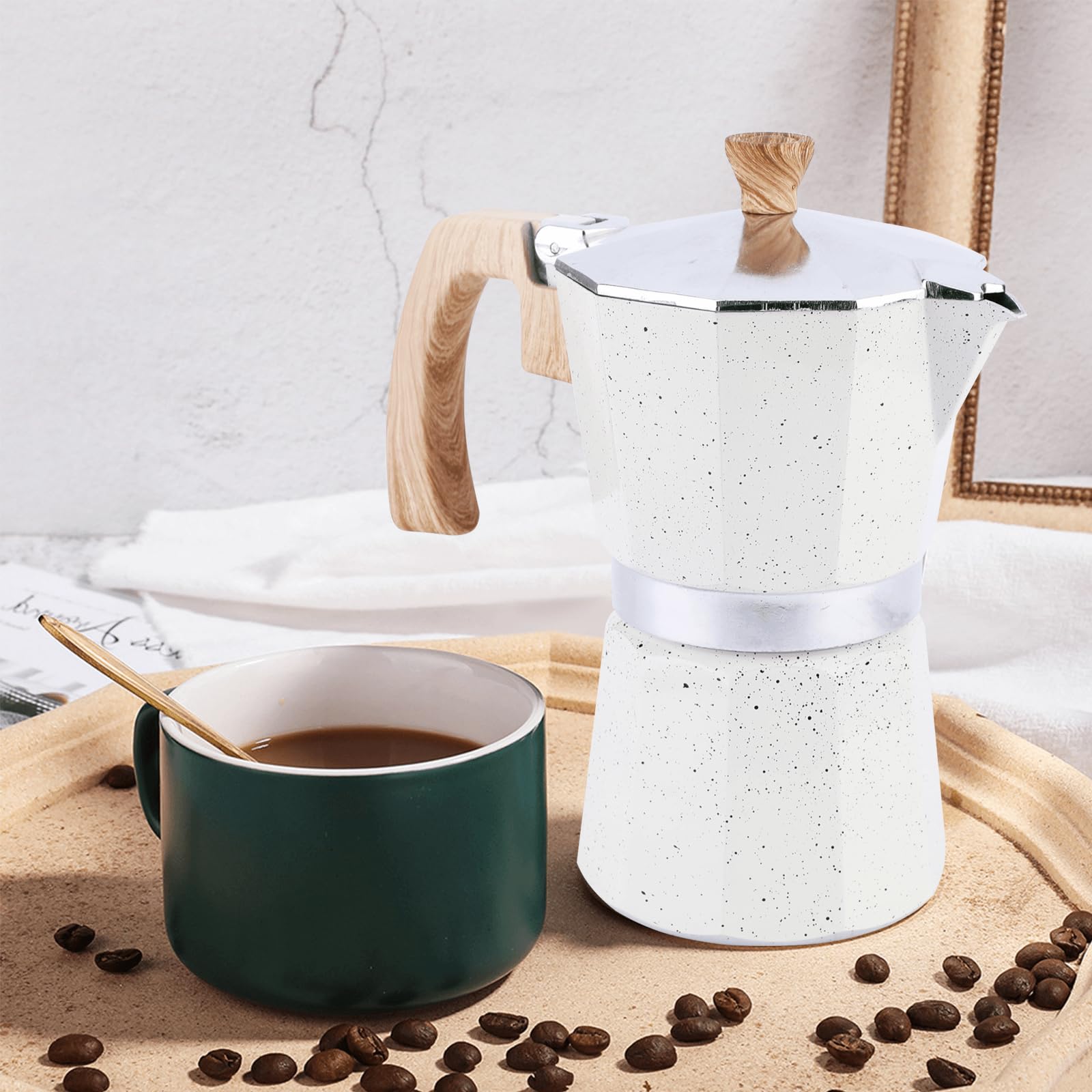 WIGUROE Moka Pot, Stovetop Coffee Maker, 6 Cup/10 oz Stovetop Espresso Maker, Aluminium Italian Espresso Maker Moka Pot - Image 2