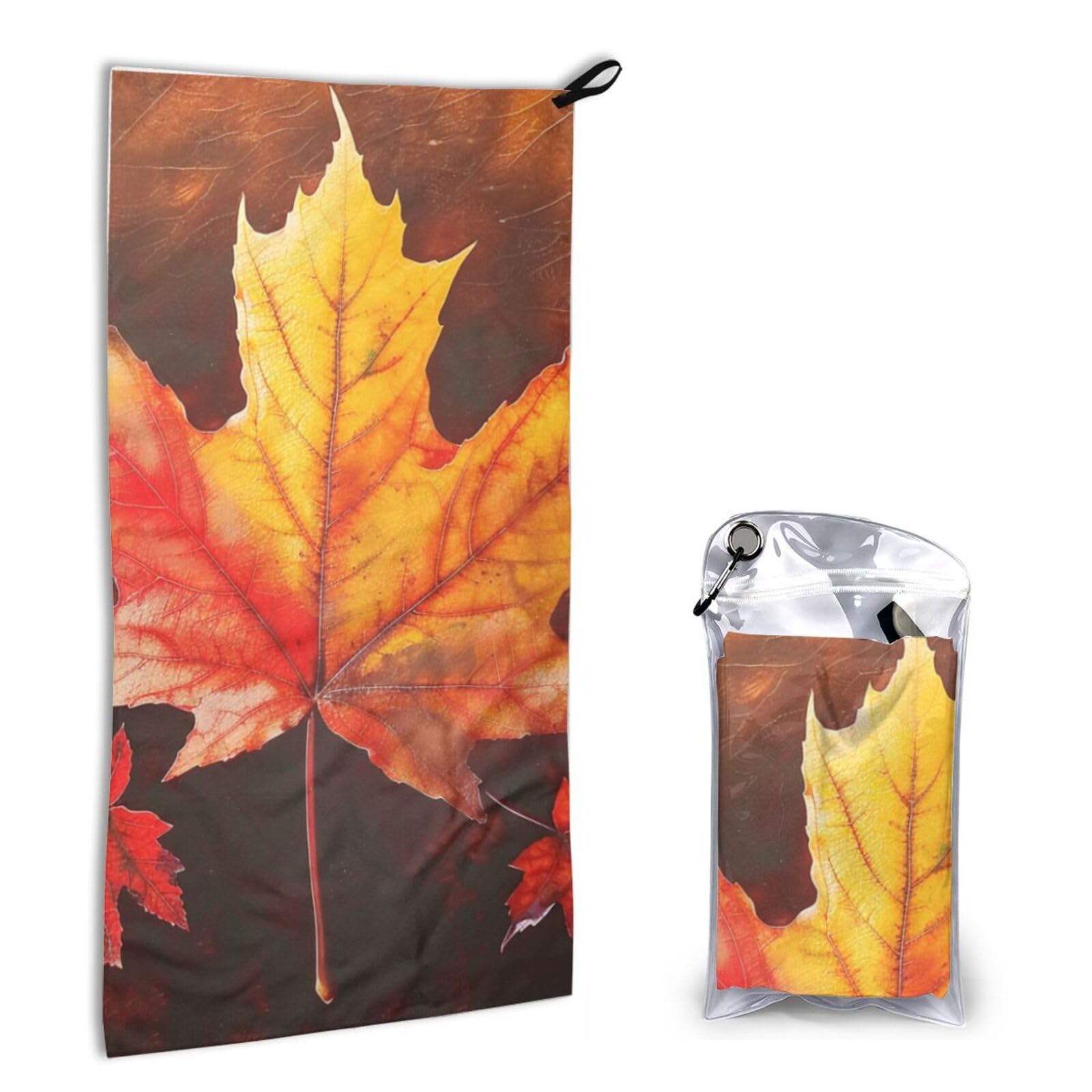 BWWHCCTI Quick Dry Hand Towel With Bag - Leaf Printed Super Absorbent Face Cloth Microfiber Travel Sports Towels 40x80cm