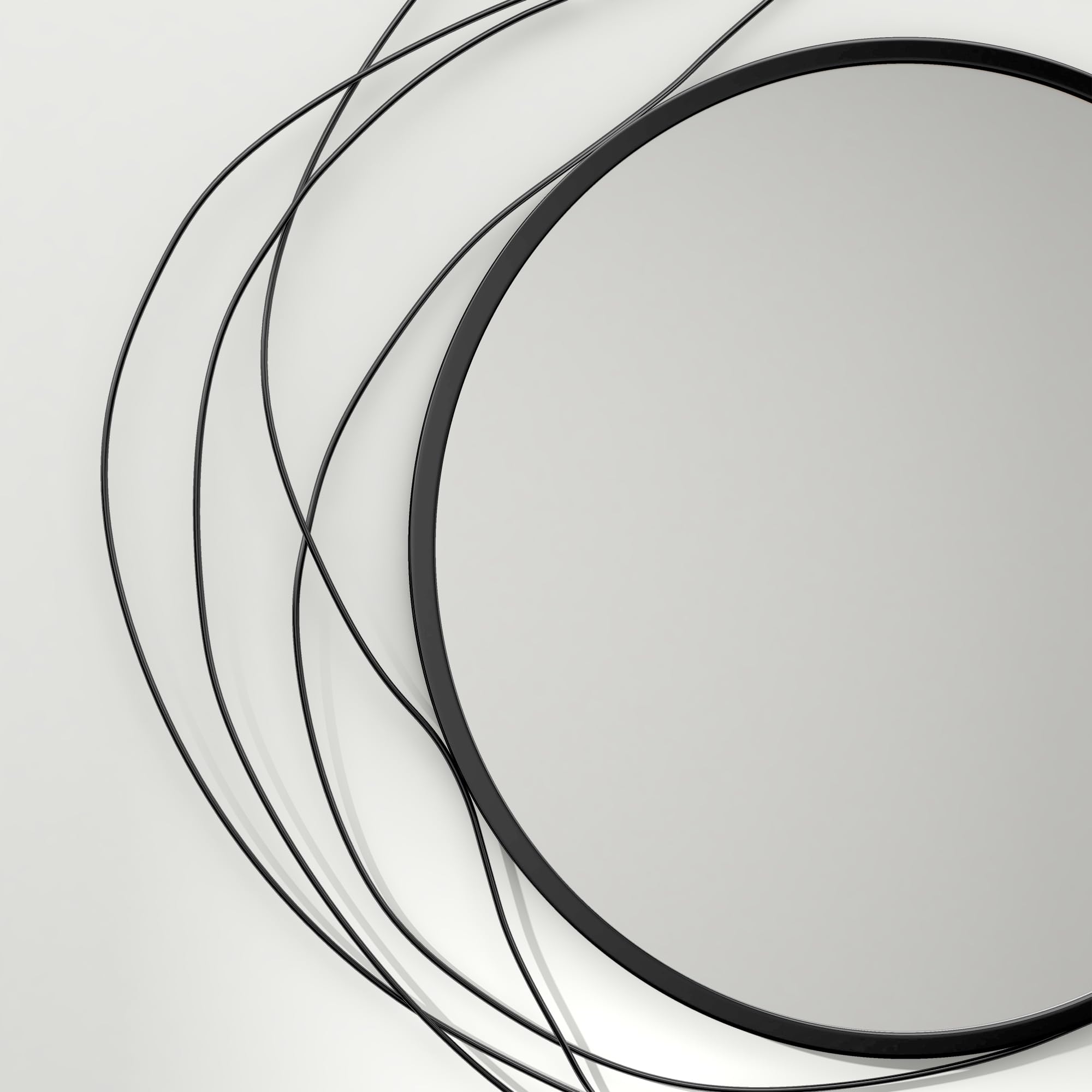 HOMCOM Miroir Rond en Métal Filaire Noir, Décoration Murale Ø65 cm