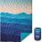 ingCamp Ultralight Camping Blanket, Packable Down Alternative Puffy Printed Wearable Blanket with Snap Buttons & Corner Loops Weatherproof Quilt for Outdoor Travel Stadium (78.7 x 57.1, Cyan/Orange)