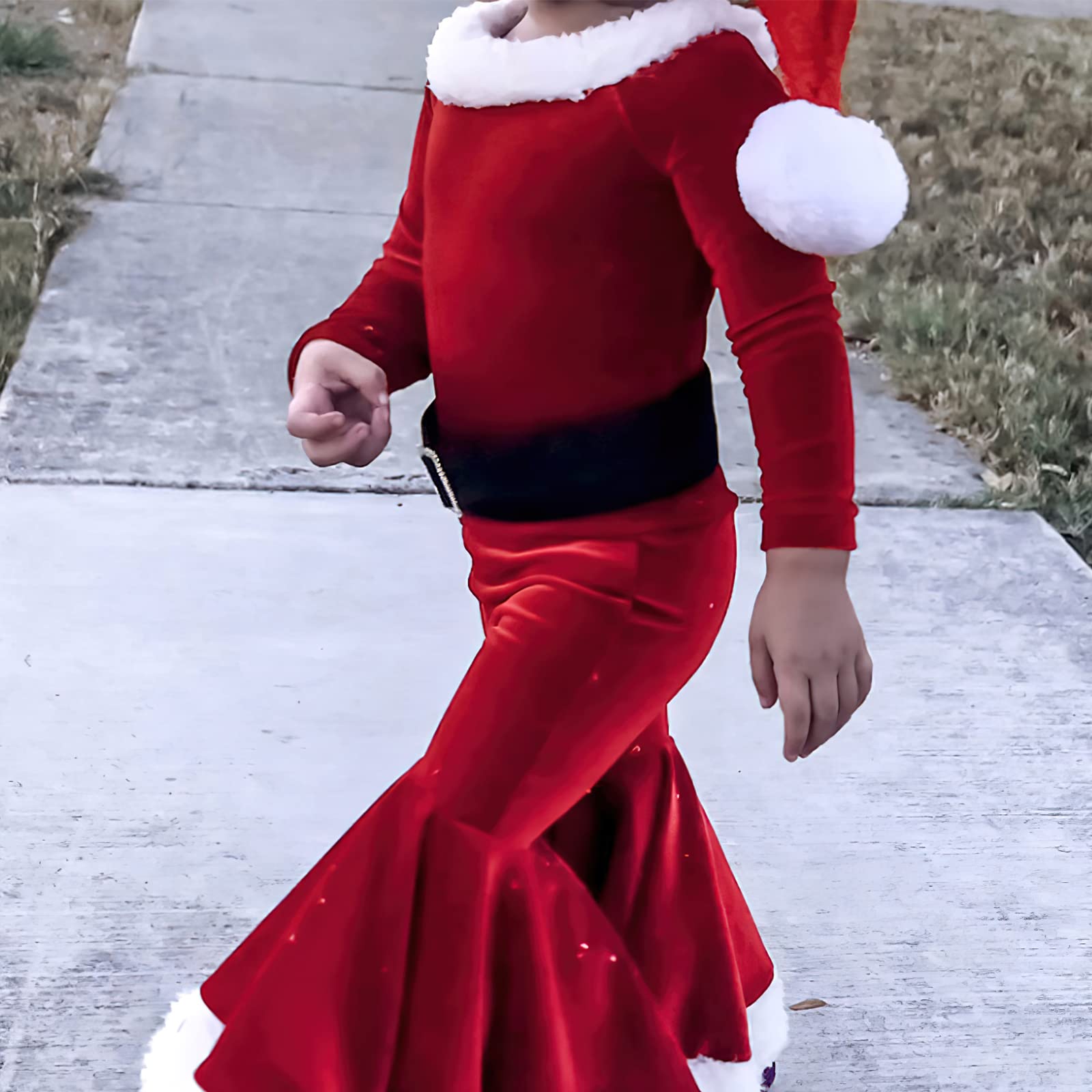 TAGVO Bebe Niña Disfraz de Elfo Conjunto Navidad Cosplay Mi Primera Navidad Conjunto 3 PC Set de Navidad con Ropa Pantalones Diadema Sombrero, Regalos para Niñas 1-9 Años — view 7