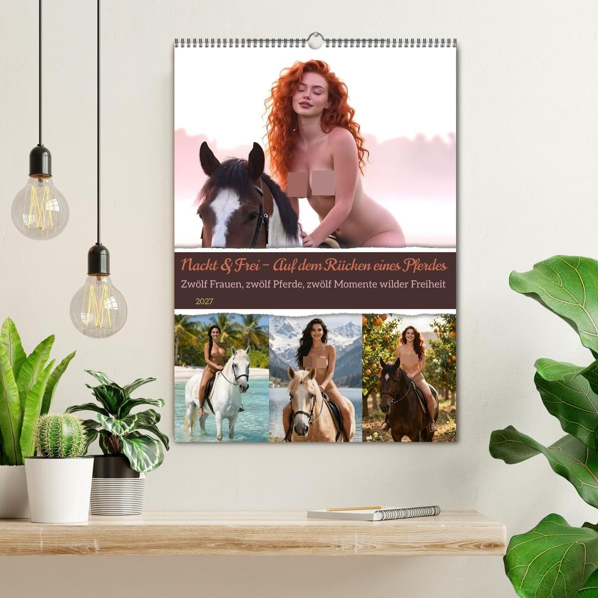 Nackt & Frei – Auf dem Rücken eines Pferdes (Wandkalender 2027 DIN A2 hoch), CALVENDO Monatskalender: Zwölf Frauen, zwölf Pferde, zwölf Momente wilder Freiheit (CALVENDO Erotik)