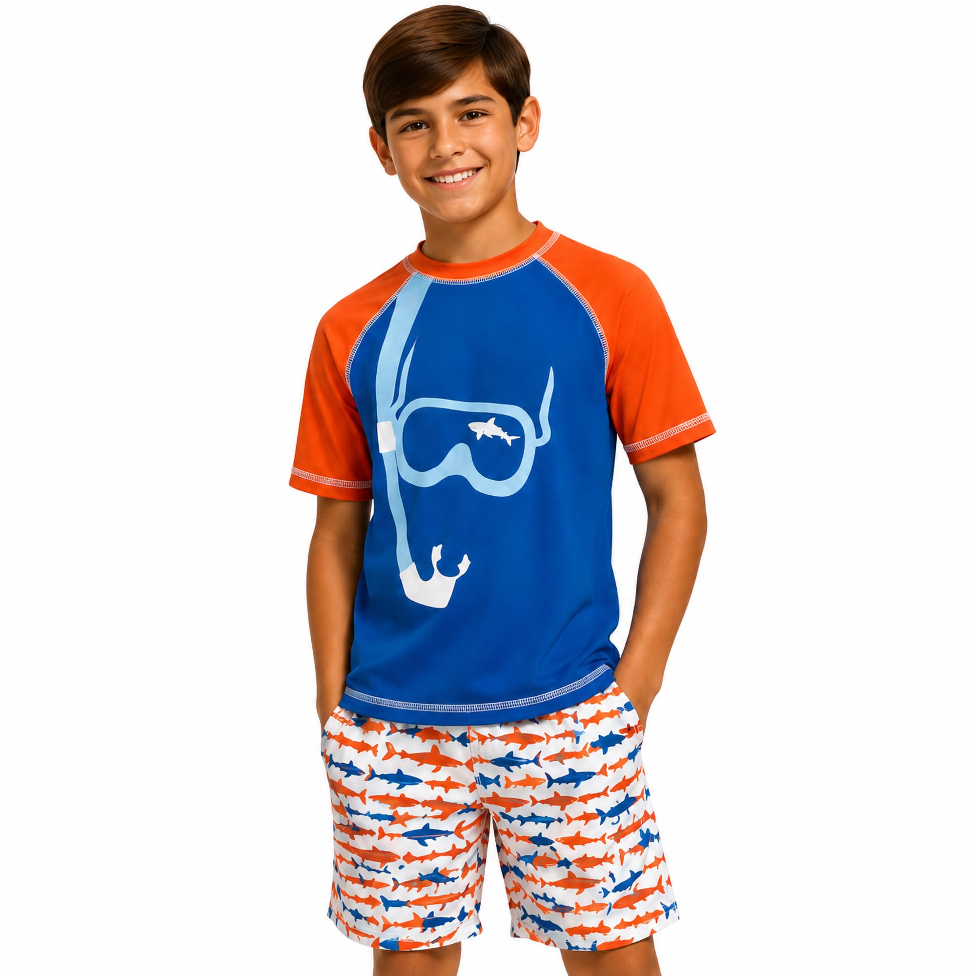 iXtreme Boys 2-Piece Rash Guard Swim Set Short Sleeve Shirt &amp; Trunks
