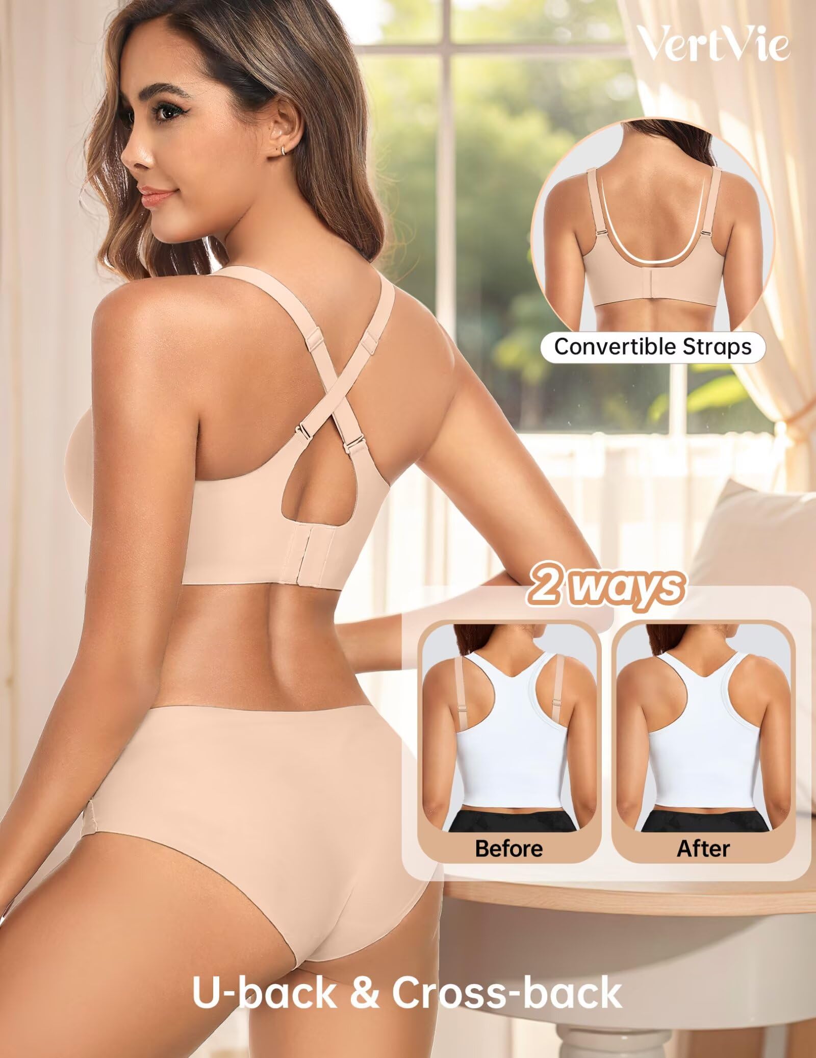Vertvie Sujetadores de Lactancia para amamantar Sujetador de Maternidad sin Costuras Sujeción inalámbrica Sujetador para Dormir Durante el Embarazo Forma Natural