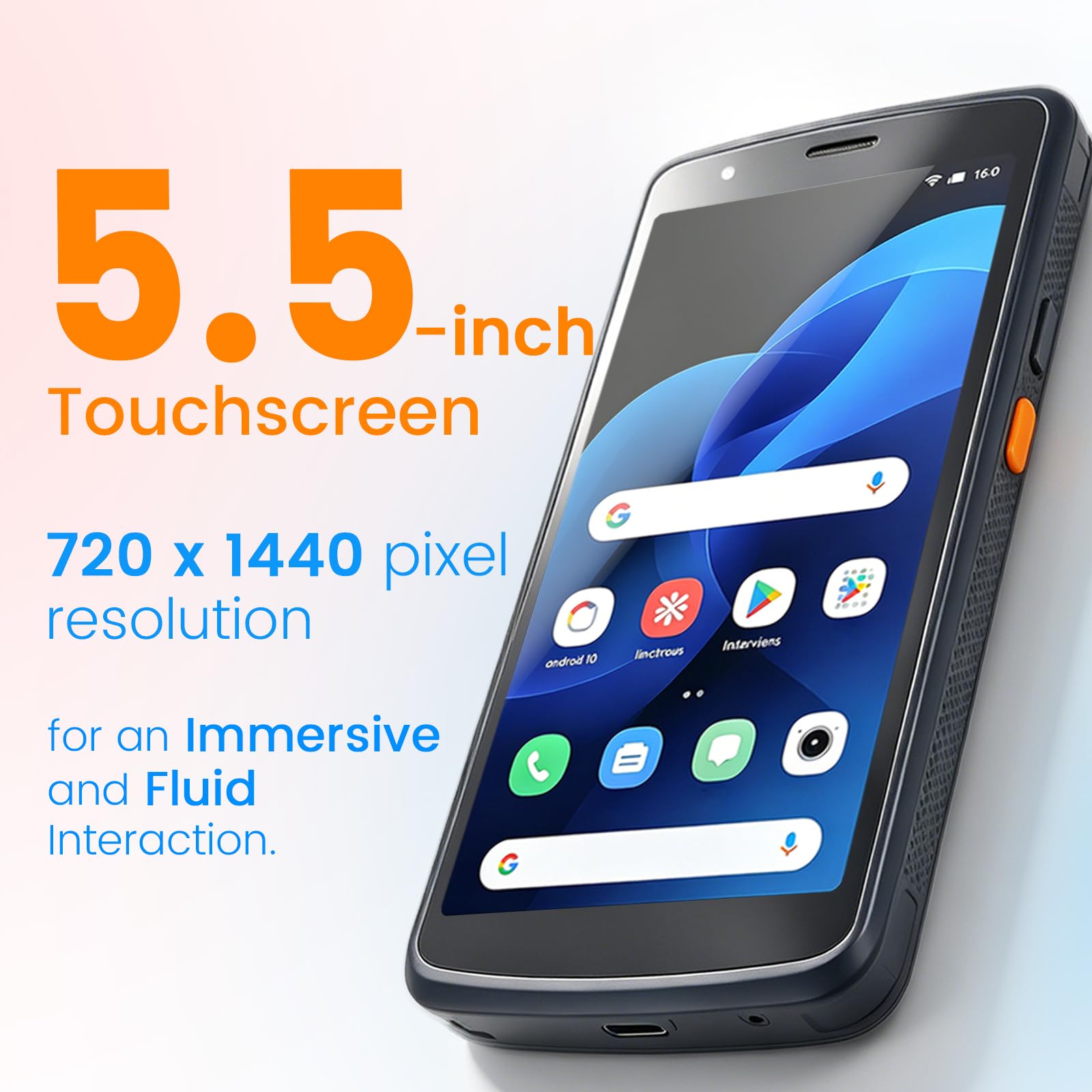 Kayoote S4 Scanner di Codici a Barre Android 10, PDA Computer Mobile Schermo Intero 5.5", Android PDA 4+64GB, Motore Scansione 6603, Terminale Dati Palmare, Nano SIM, Scanner 1D/2D/QR, Inventario