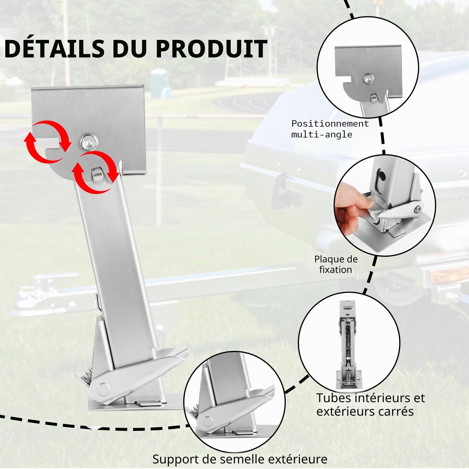 Lot de 2 Supports de remorque, avec capacité de Charge de 450 kg, manivelle avec Support de Serrage, stabilisateur de Camping-Car, béquilles de remorque pour Camping-Cars et remorques