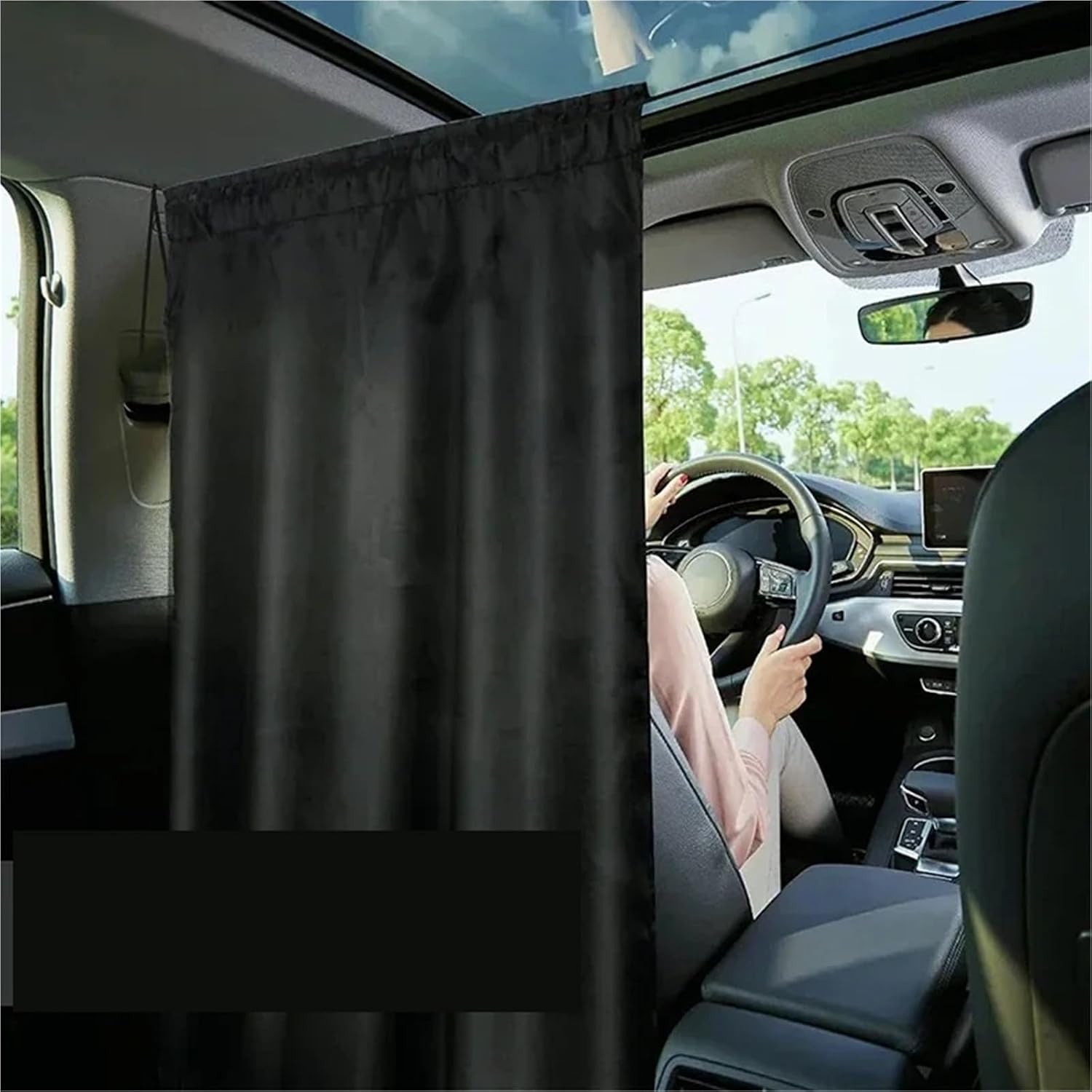 Black Car Partition Curtain Privacy Protection Summer Sun Protection Sunshade Curtain Car Interior