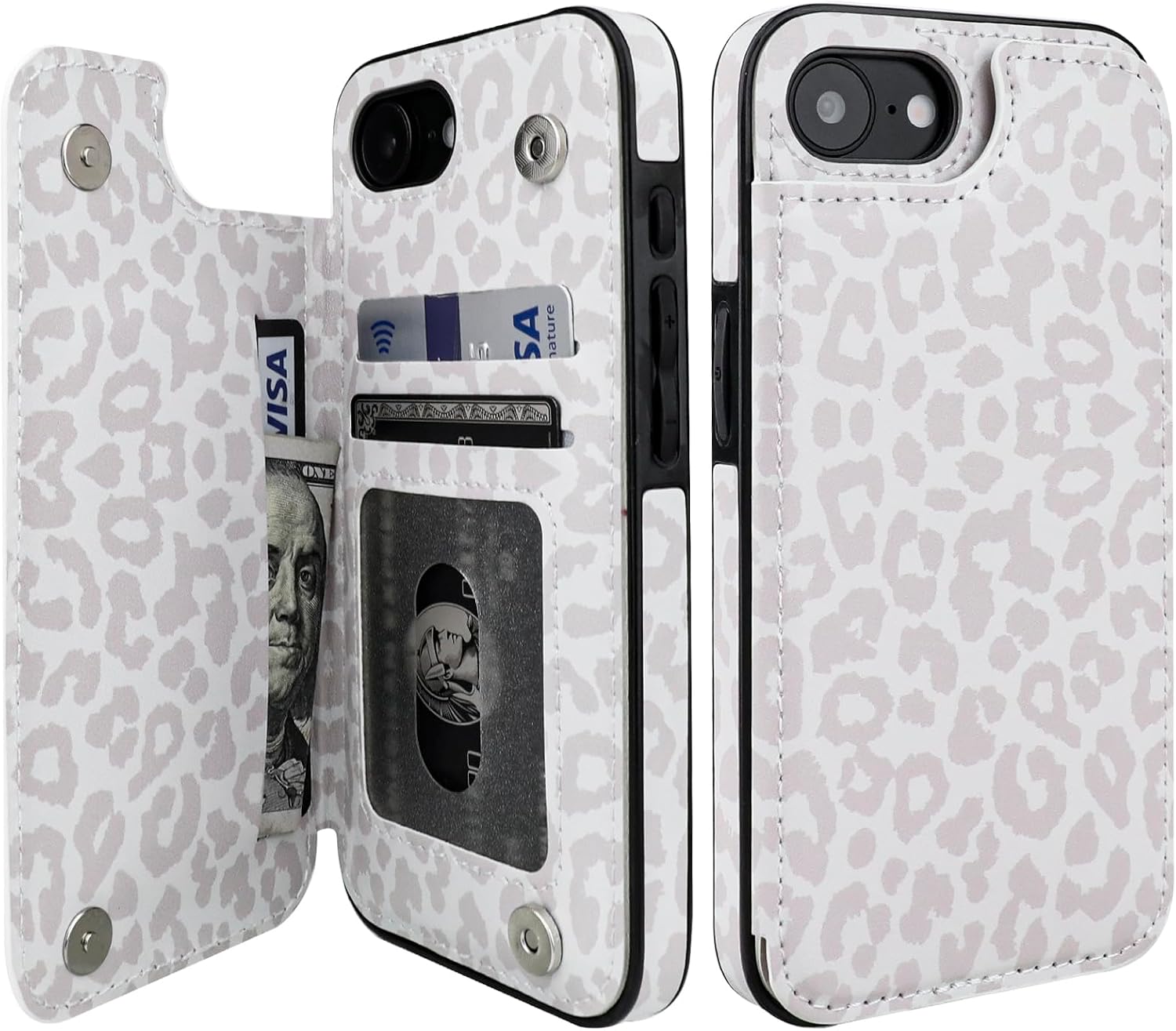 HAOPINSH for iPhone 17e 16e Wallet Case with Card Holder, Floral Flower Pattern Back Flip Folio PU Leather Kickstand Card Slots Case for Women Girls, Double Magnetic Clasp Shockproof Cover 6.1"