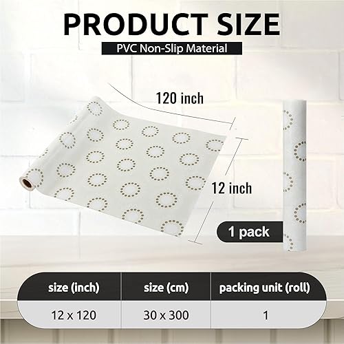 Miniatura 4 de FIFTY-FEET Revestimiento de estante de 12 x 120 pulgadas para armarios de cocina, revestimiento de cajón de PVC para tocador de baño, revestimiento