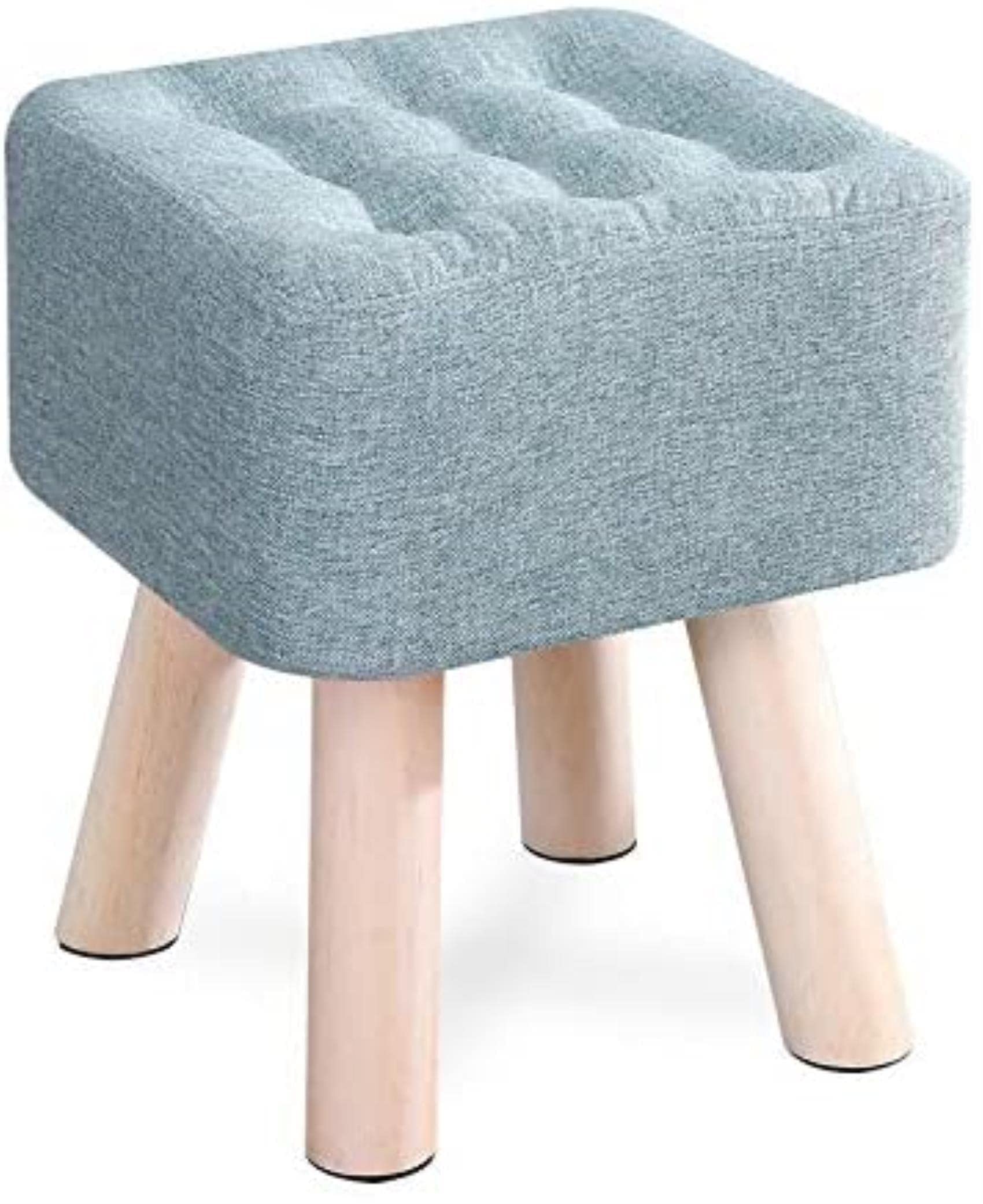 Tabouret de chaise ottoman rose H35cm en lin carré pour salon