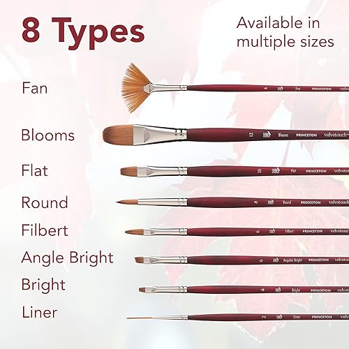 Miniatura 6 de Princeton Velvetouch - Brocha Jenna Rainey Blooms, mango largo, tamaño 12, pinceles profesionales para artistas mixtos, acrílico, óleo