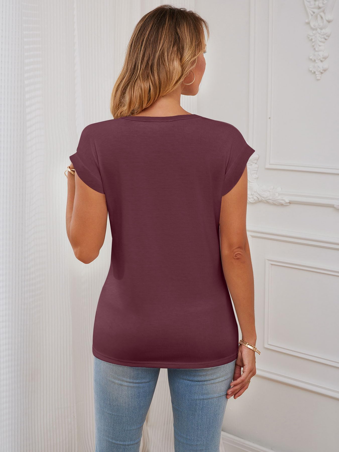 AirMood Maglietta da donna estiva casual con maniche ad aletta