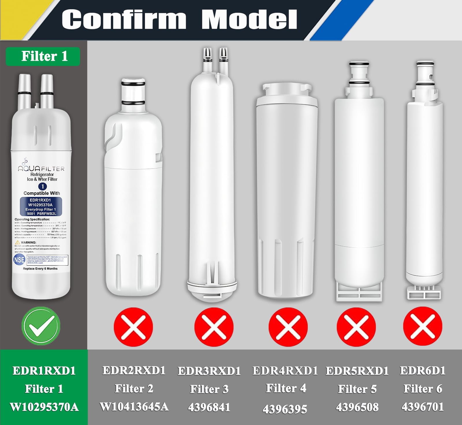 W-10295370-А - Filtro de agua de repuesto para refrigerador compatible con los modelos de refrigerador ðDR-1R D1 Watеr -1 W-10295370-А (paquete de 4)