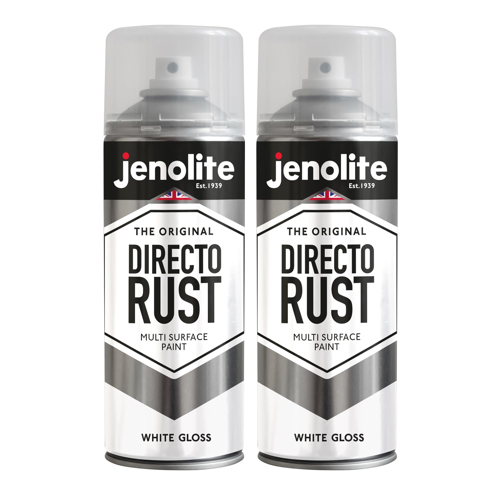Jenolite Directorust All-In-One Multi-Surface PaintWhite Gloss400Ml Spray Can2-Pack from B&Q