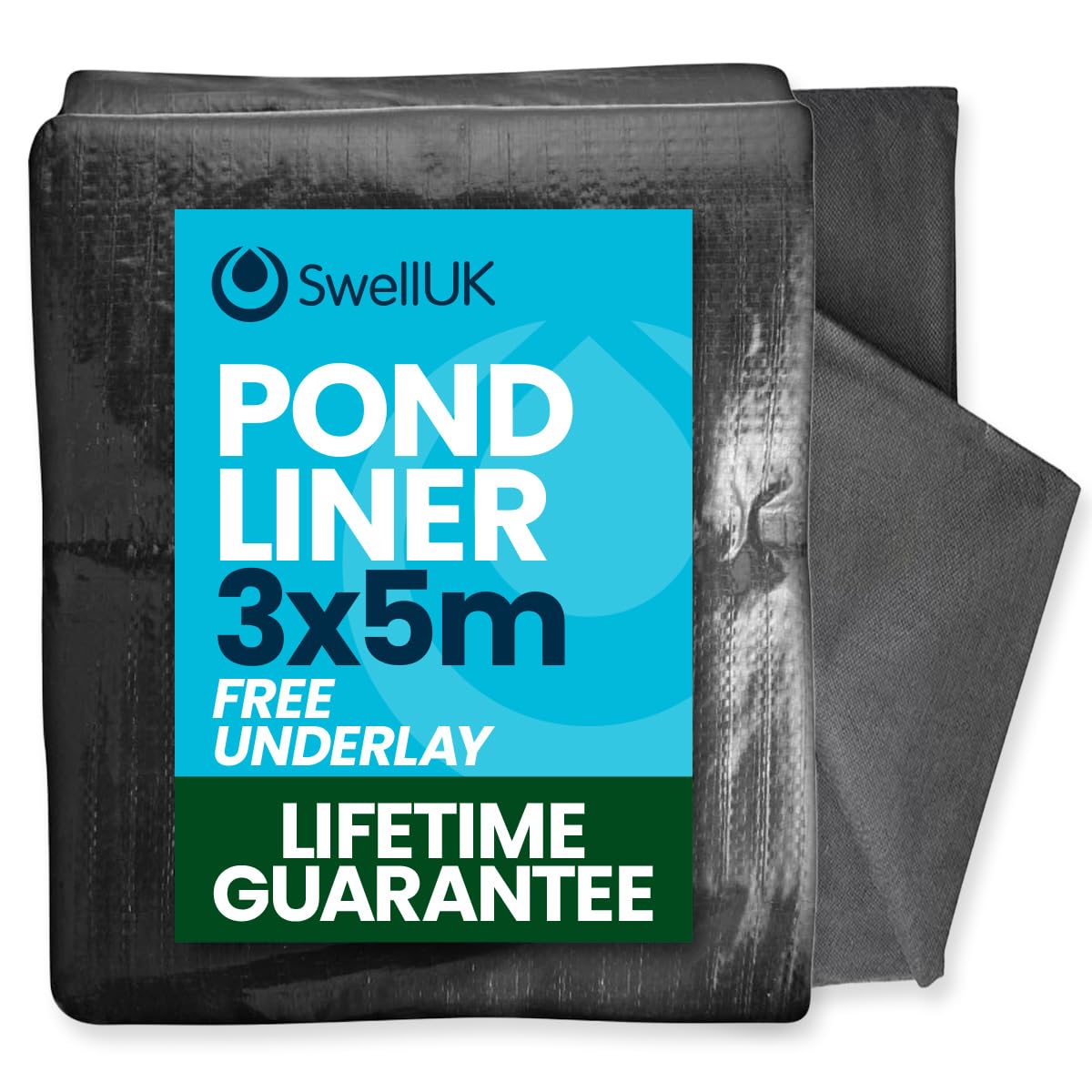 Swell UK 3m x 5m Pond Liner Heavy Duty Underlay | UV Resistant | Garden Fish Ponds