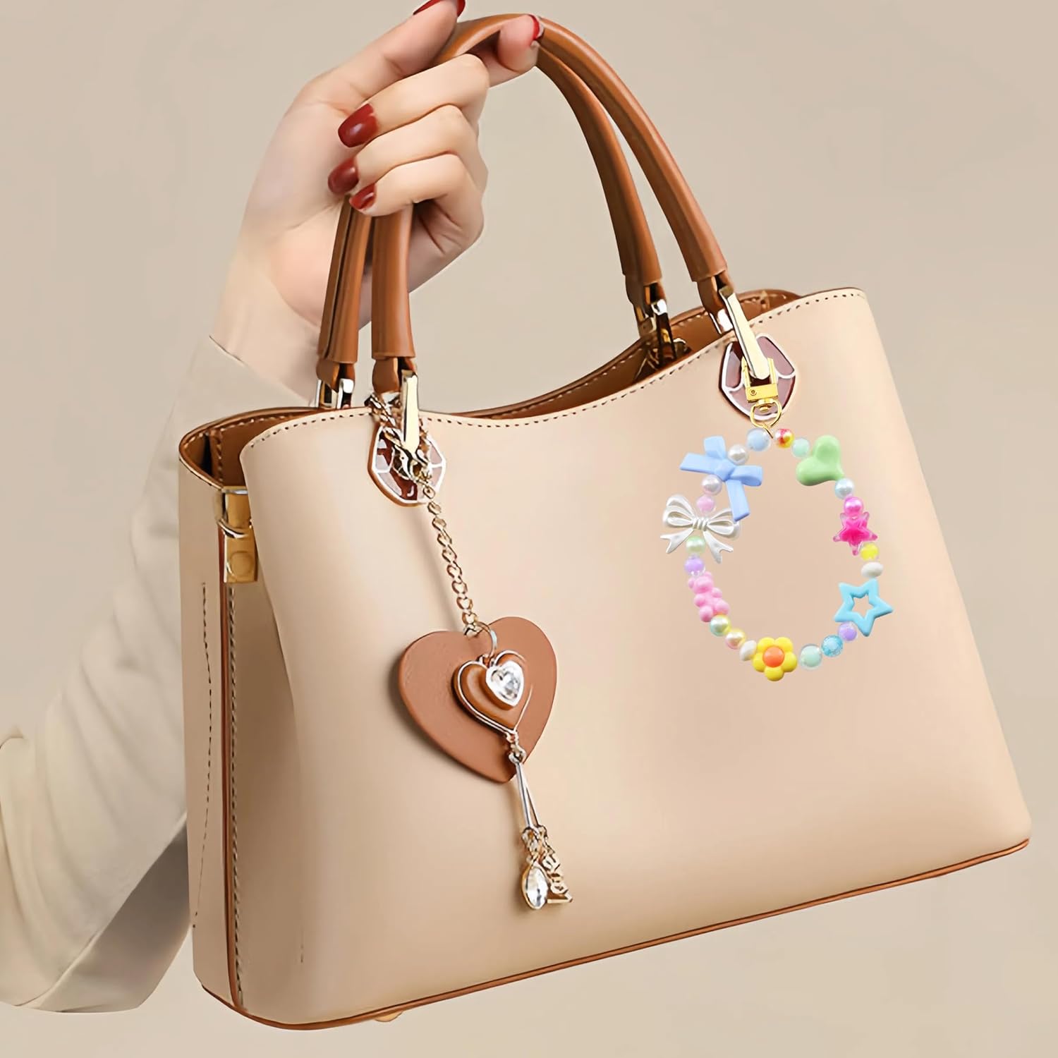 Keychain Making Kit Keychain Charms Bulk Y2k Lip Gloss Kindle Charms Phone Bag Charm Kit Cute Beaded Key Chain 300Pcs Beads 100Pcs Charm for DIY Key Chain Kits Accessories Jewelry Making Supplies - Image 4