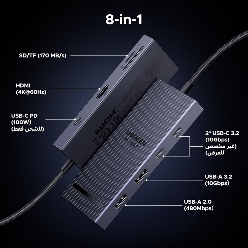 UGREEN Revodok 105 USB C Hub 5 In 1 Multiport Adapter 4K HDMI, 100W Power Delivery, 3 USB-A Data Ports, USB C Dongle For MacBook Pro/Air, IPad Pro, IMac, IPhone 16