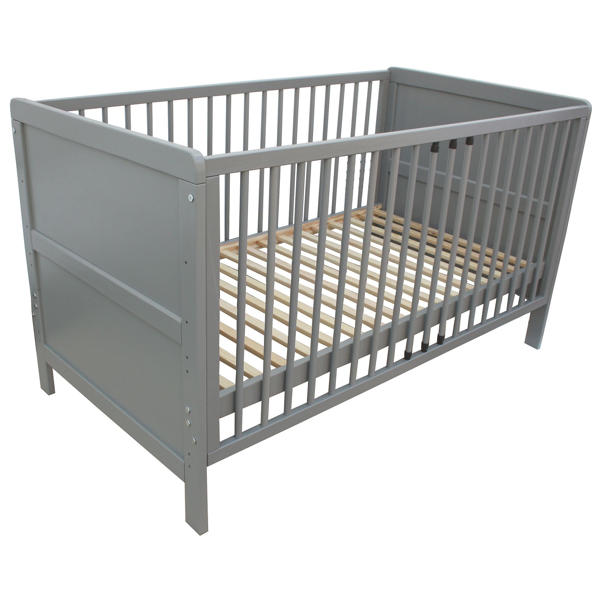 Micoland Kinderbett Juniorbett Beistellbett Wiege 140x70 cm 4in1 mit Matratze grau