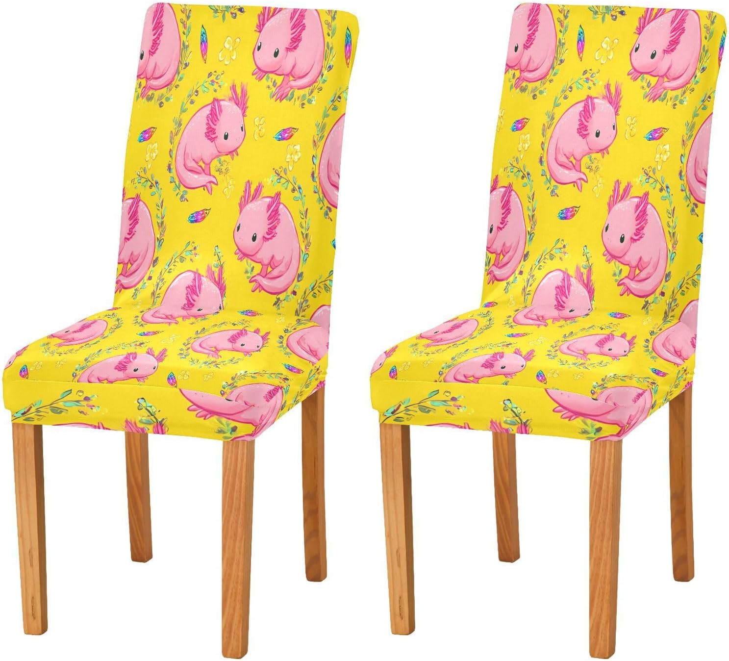 ALAZA Chair Covers for Dining Room, Salamander Leaves Pattern Stretch Chair Cover Sets Chair Protector Removable Washable for Ktichen Restaurant Hotel