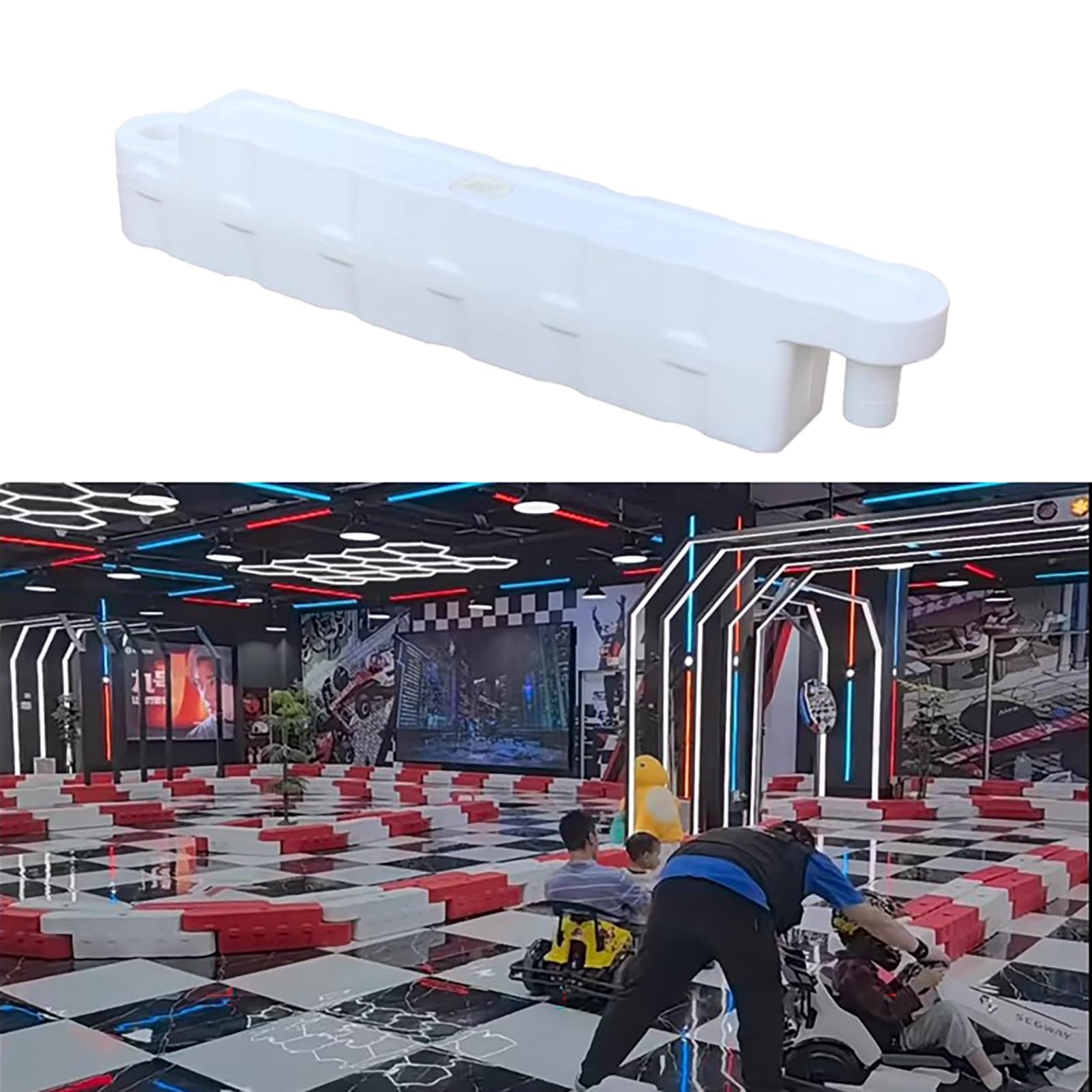 Go Kart Racing Track Fence with Water Inlet, Adult Go Kart/Kid Bumper Car Track Barrier for Driveway, Amusement Parks/Team Games Race Lane(White 2 Pcs,Small)