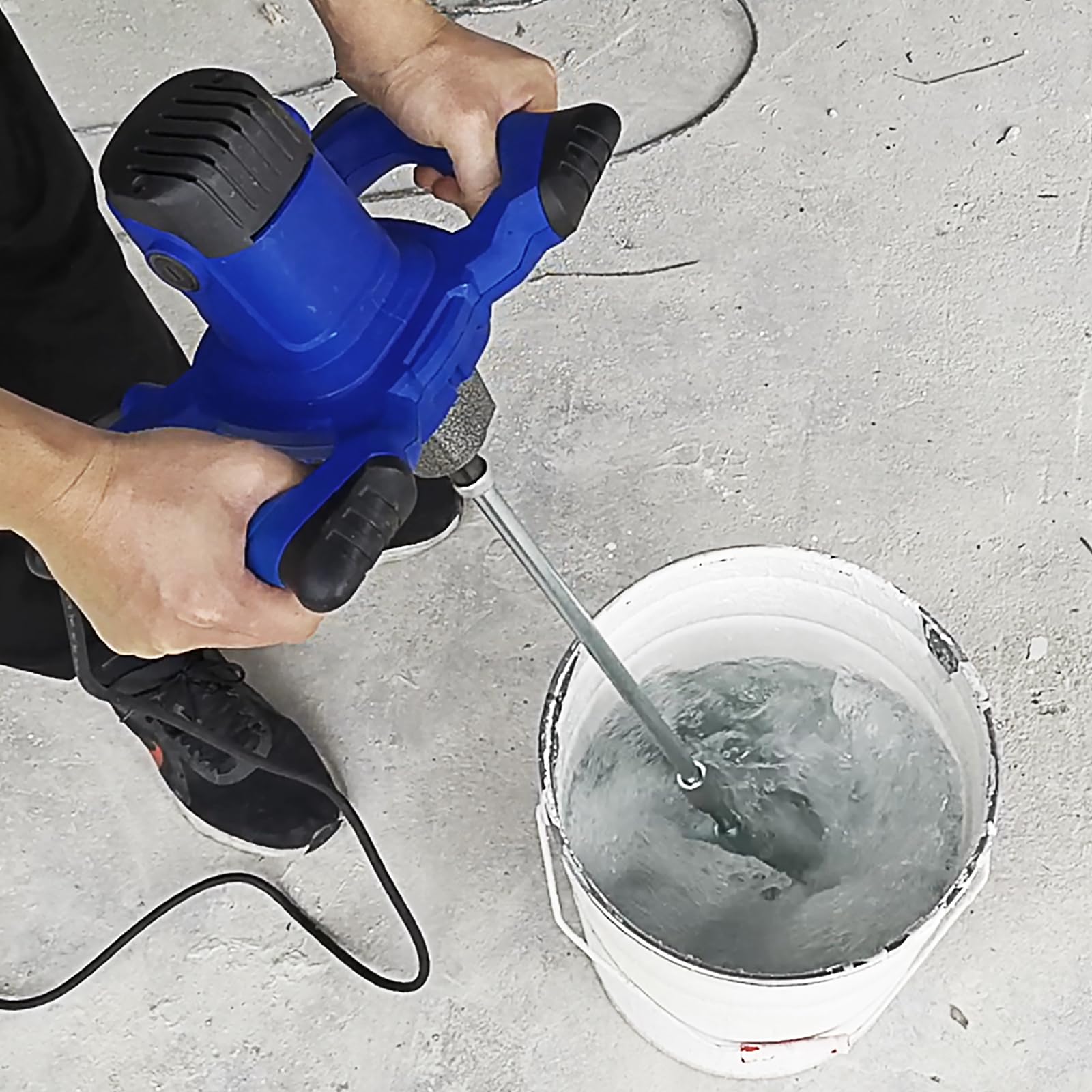 Mélangeur à Mortier 2600W avec 6 Vitesses Réglables, 0-1700 tr/min, Malaxeur à Main pour Utilisation Industrielle, Électrique Agitateur Malaxeur de Béton, Platre, Colle, Enduit, Ciment