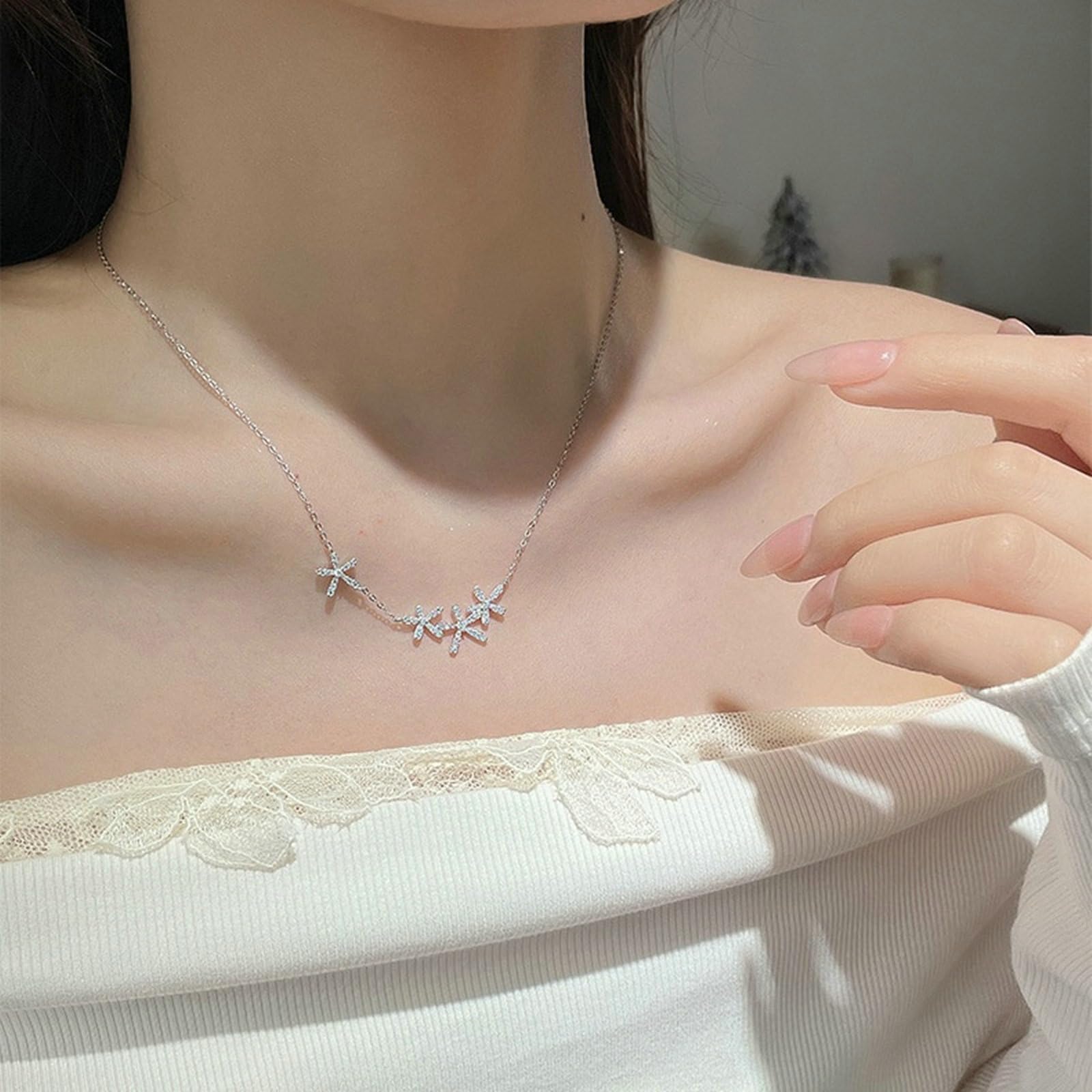 Naszyjnik damski białe złoto 750 585 375 prawdziwe złoto z wisiorkiem, łańcuszek z wisiorkiem w kształcie kwiatu z diamentem naszyjnik bez niklu kobiety 45 cm