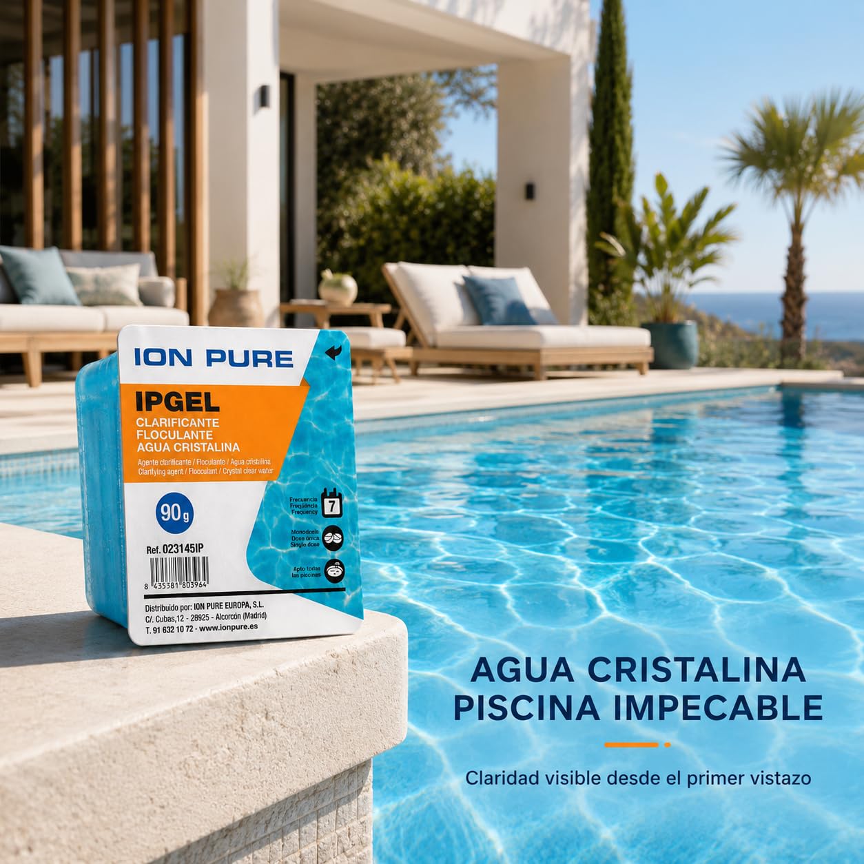 IPGEL Gel Floculante y Clarificante para Piscina, Monodosis de 90 g, Pack de 12 Unidades, Tratamiento Semanal, Apto para Todo Tipo de Piscinas