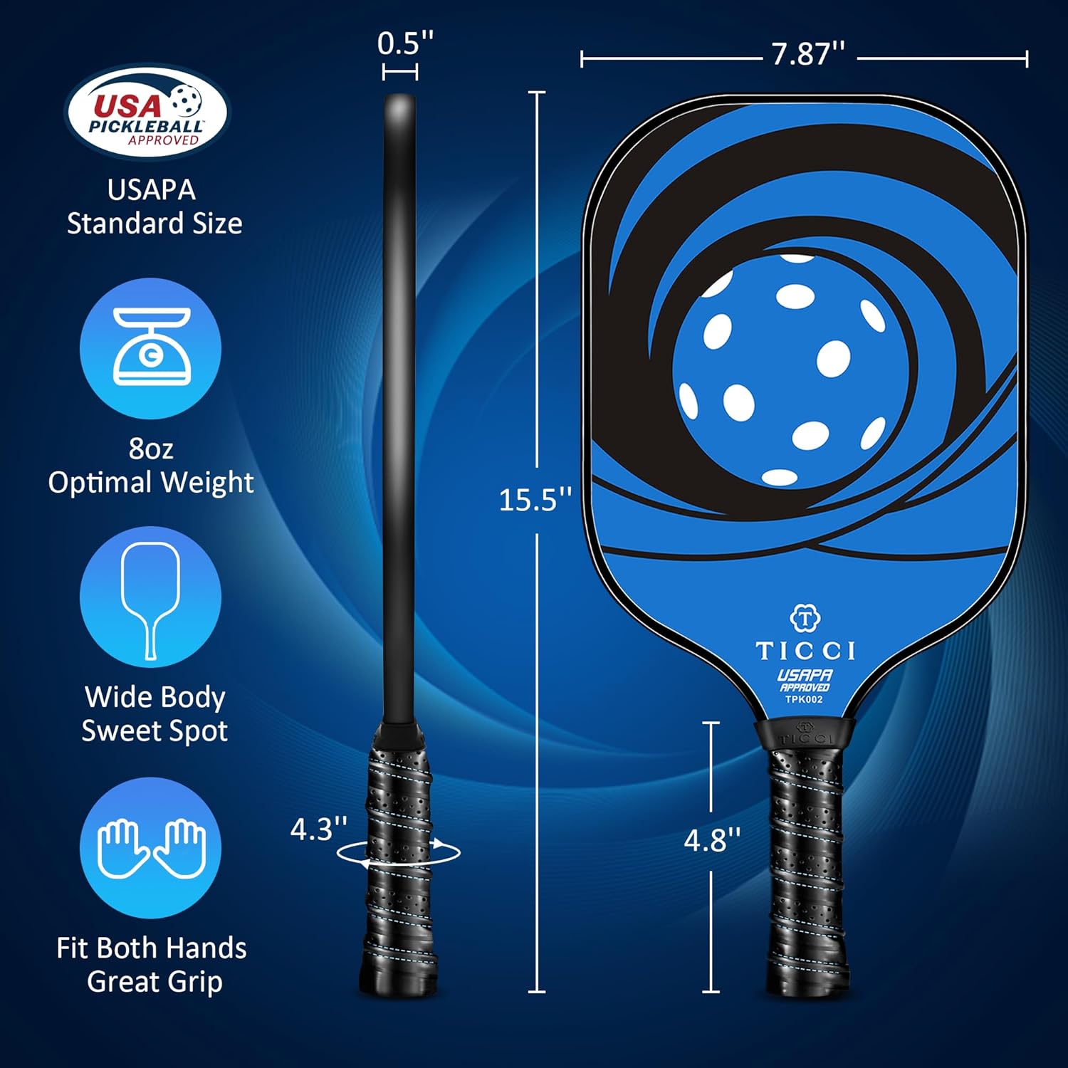Pickleball Paddles Set of 2, USAPA Approved Fiberglass Pickleball Set with 4 Balls & Carry Bag, Lightweight Rackets for Beginners & Adults - Image 4