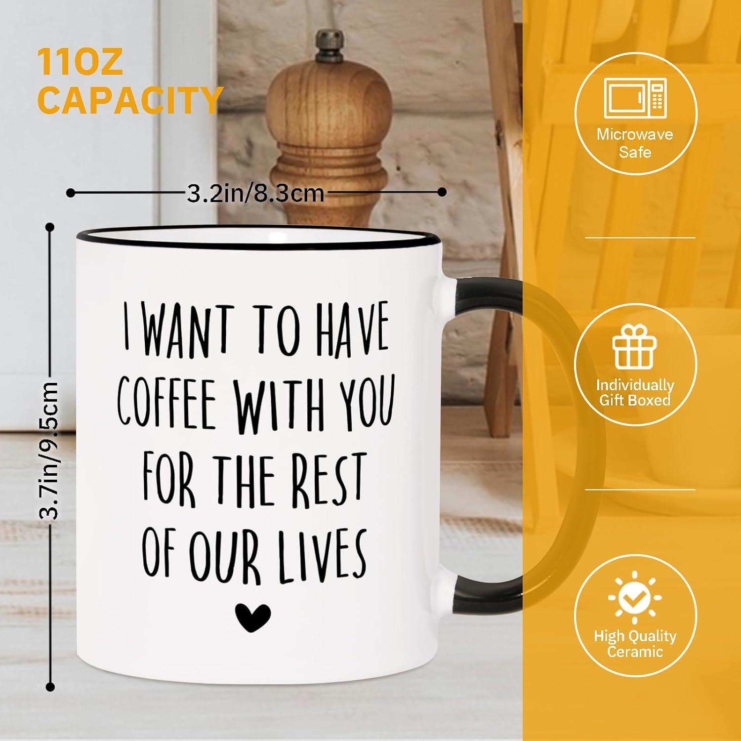 Aurahouse Wedding Anniversary Mug, Valentines Day Gifts for Husband Wife, Romantic Gifts for Boyfriend Girlfriend, Wife Husband Birthday Christmas Gift, Let’s Have Coffee Together Forever - Image 6