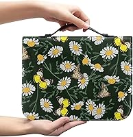 Vista 9 de Funda para Biblia con diseño de margaritas y colibríes, funda para Biblia con asa, organizador multifuncional de papelería, suministros de estudio