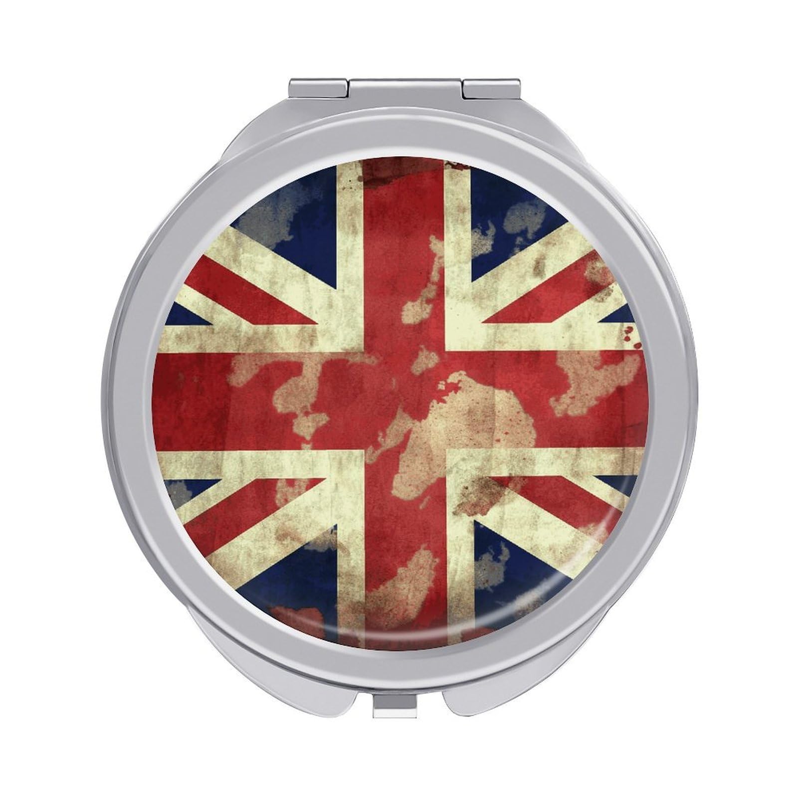 LDGSUPH Vintage Union Jack British Flag Travel Makeup Mirrors Portable Compact Mirror Double-Sided 2X/1X Magnifying Folding Pocket Mirror Mini Round Handheld Mirrors for Home Outdoor