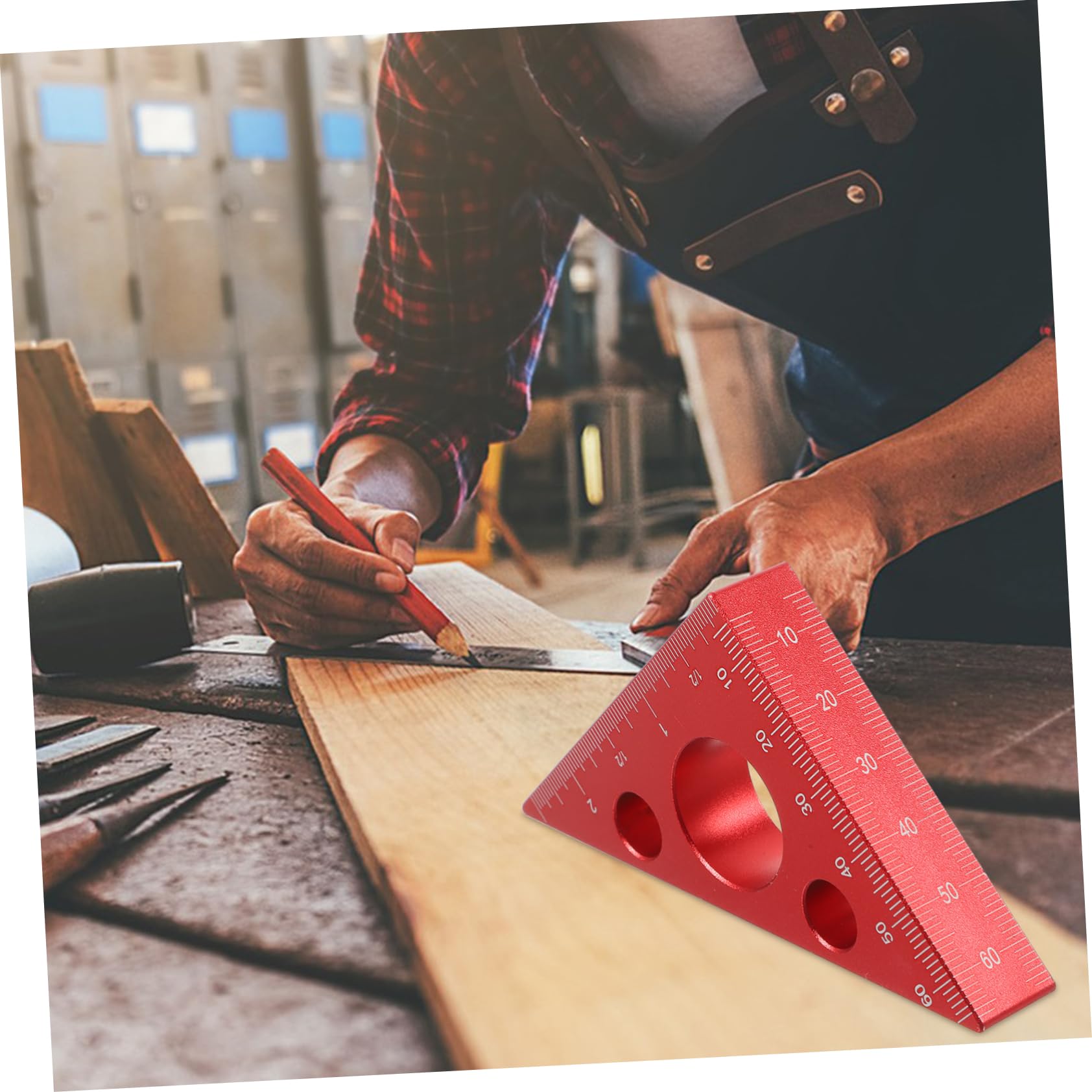 Holibanna 2 Piezas Regla De Carpintería Engrosada Carpinteros Regla Métrica Herramientas Para Trabajar La Madera De Ángulo Gobernante Triangular De Carpintero Rojo