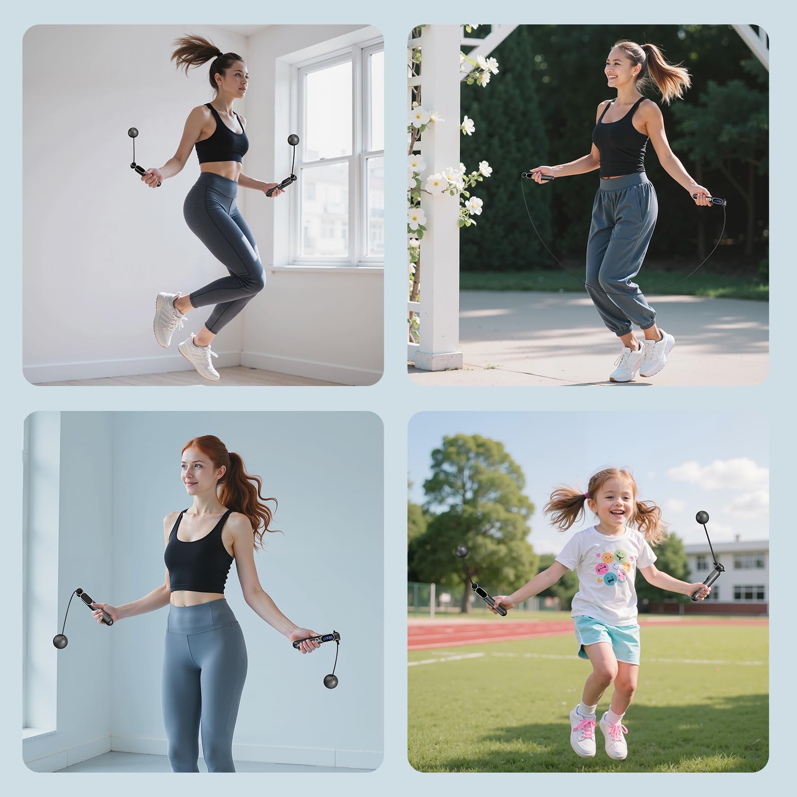 Corde à sauter sans fil avec compteur, corde à sauter lestée 2 en 1 pour enfants, femmes, hommes, cordes à sauter numériques intelligentes réglables pour fitness, entraînement, boxe, entraînement de