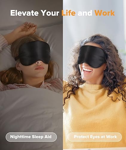 Miniatura 7 de LC-dolida - Máscara de seda para dormir con bloqueo de luz, antifaz refrescante para dormir, 3 en 1, incluye semillas de sena de seda y máscaras de