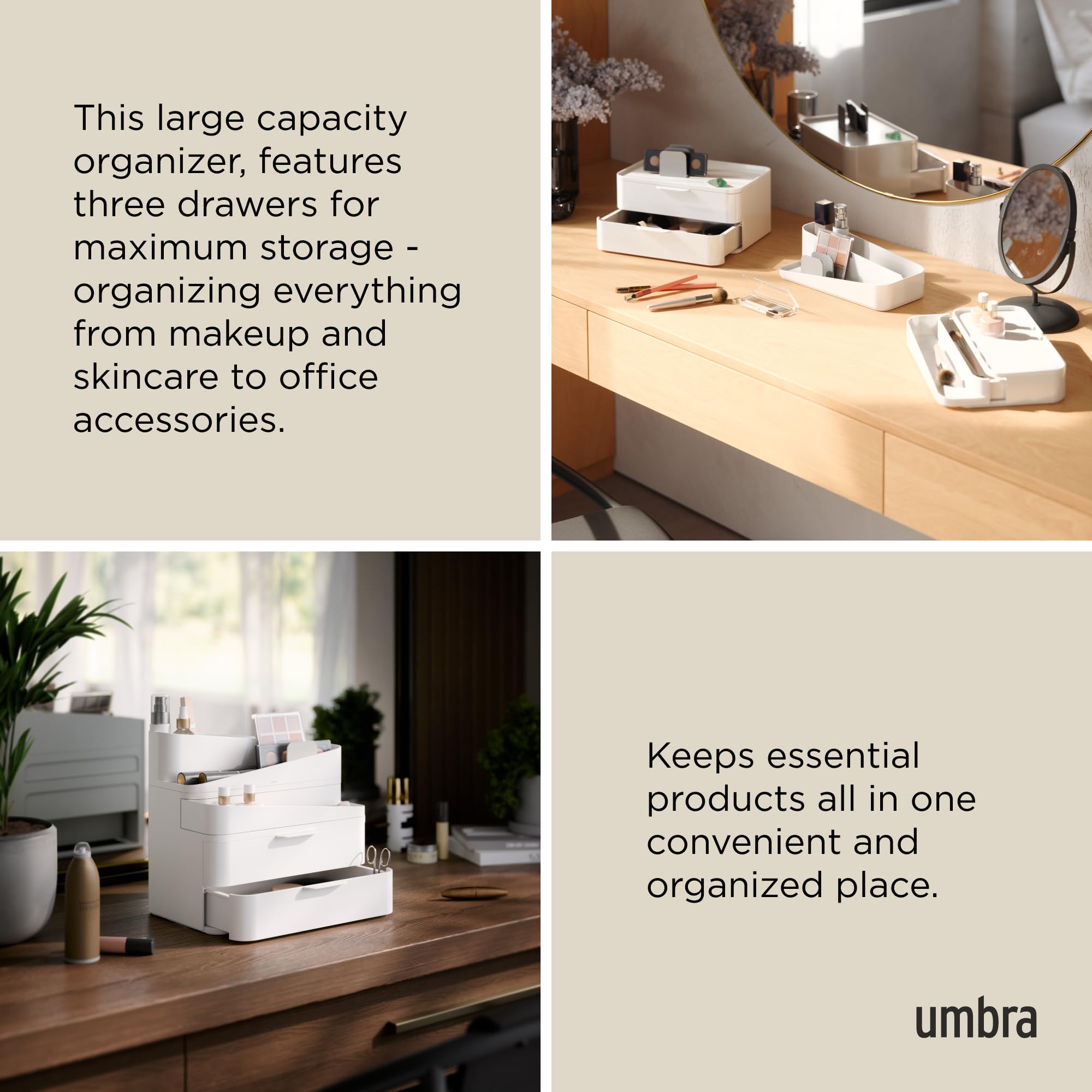 Umbra Glam duży organizer, biały/szary