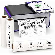 4x6 Thermal Label Printer - Bluetooth, Wireless, 2 Extra Label Rolls