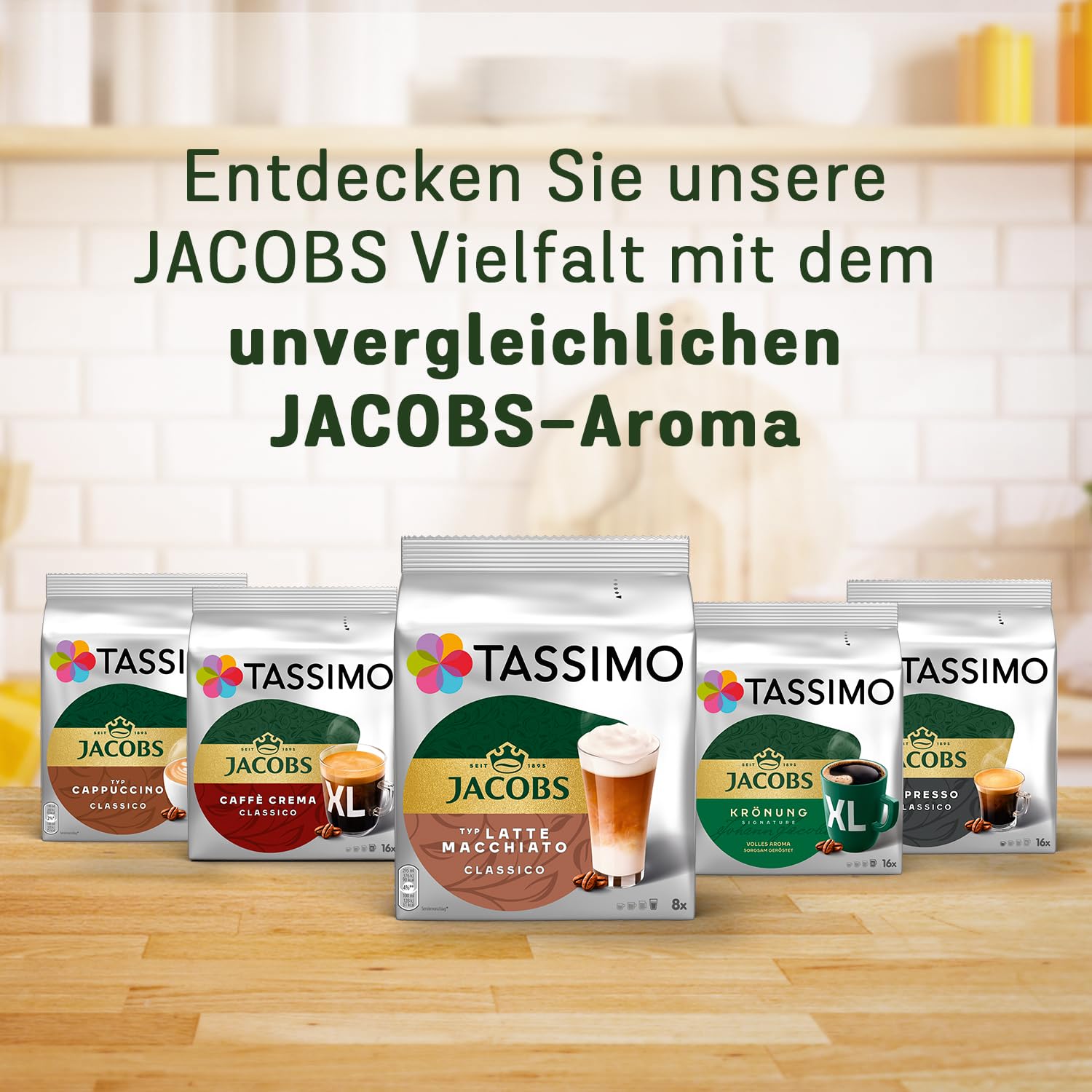Bosch Tassimo happy friendly Kapselmaschine TAS102EA mit Tassimo Kapseln Probierbox, Vielfaltspaket, 64 Pads
