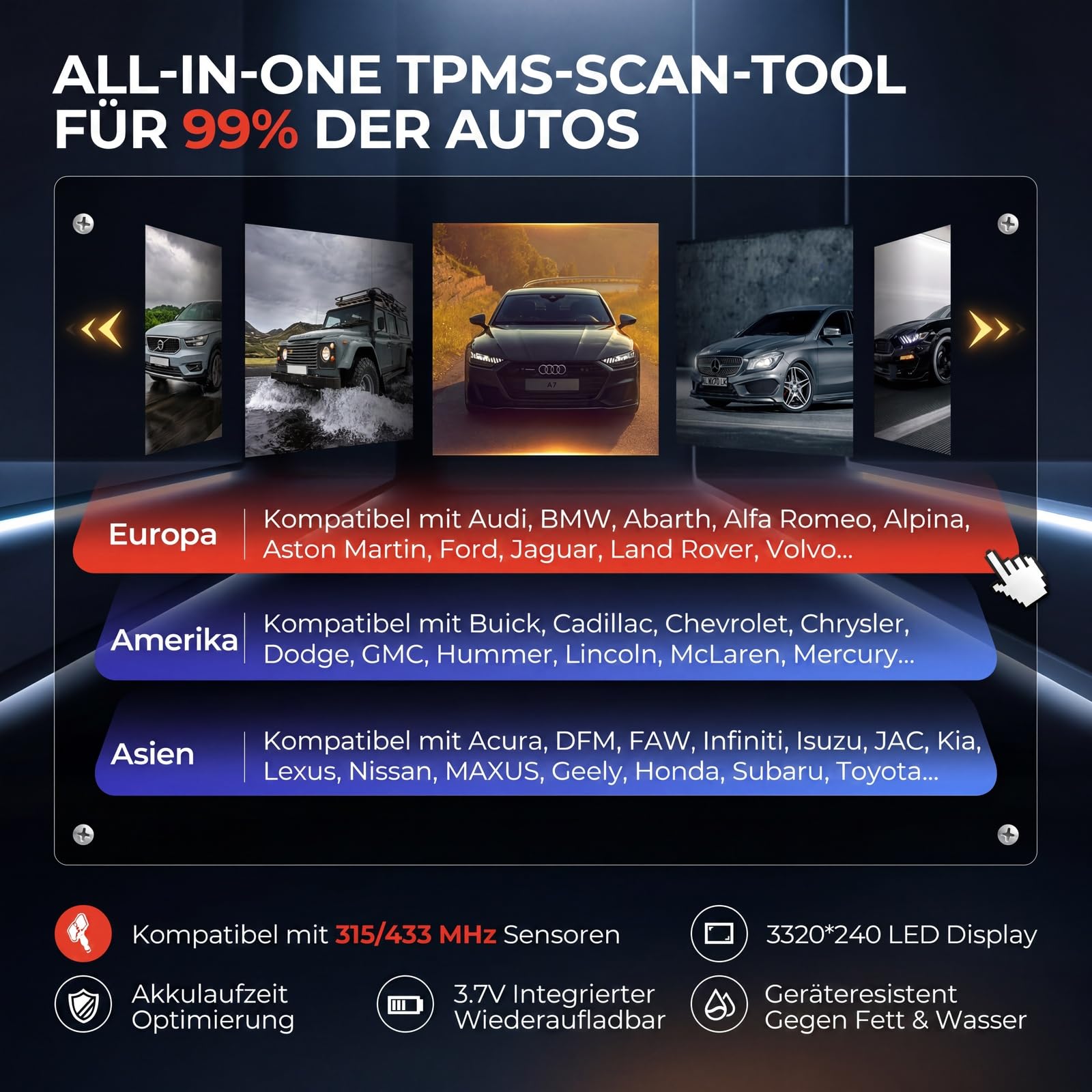 Autel MaxiTPMS TS508WF WiFi RDKS Kit inklusive 8 MX-Sensoren TPMS Diagnose | 2 Programmierverfahren, drei Anlernarten, alle Sensoren aktivierbar, lebenslang Updates, 1 Jahr Garantie